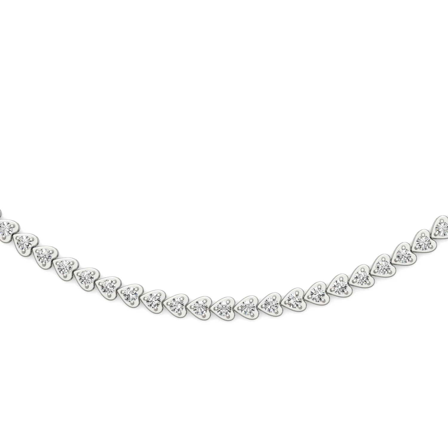 2.18 CTW DEW Moissanite East-West Heart Tennis Necklace in Sterling Silver
