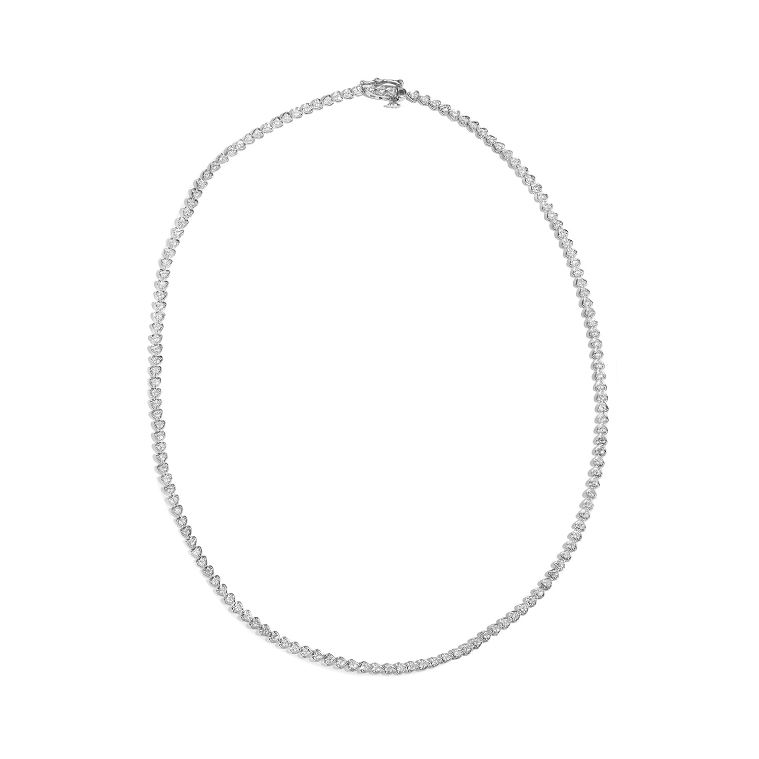 2.18 CTW DEW Moissanite East-West Heart Tennis Necklace in Sterling Silver - Image 2