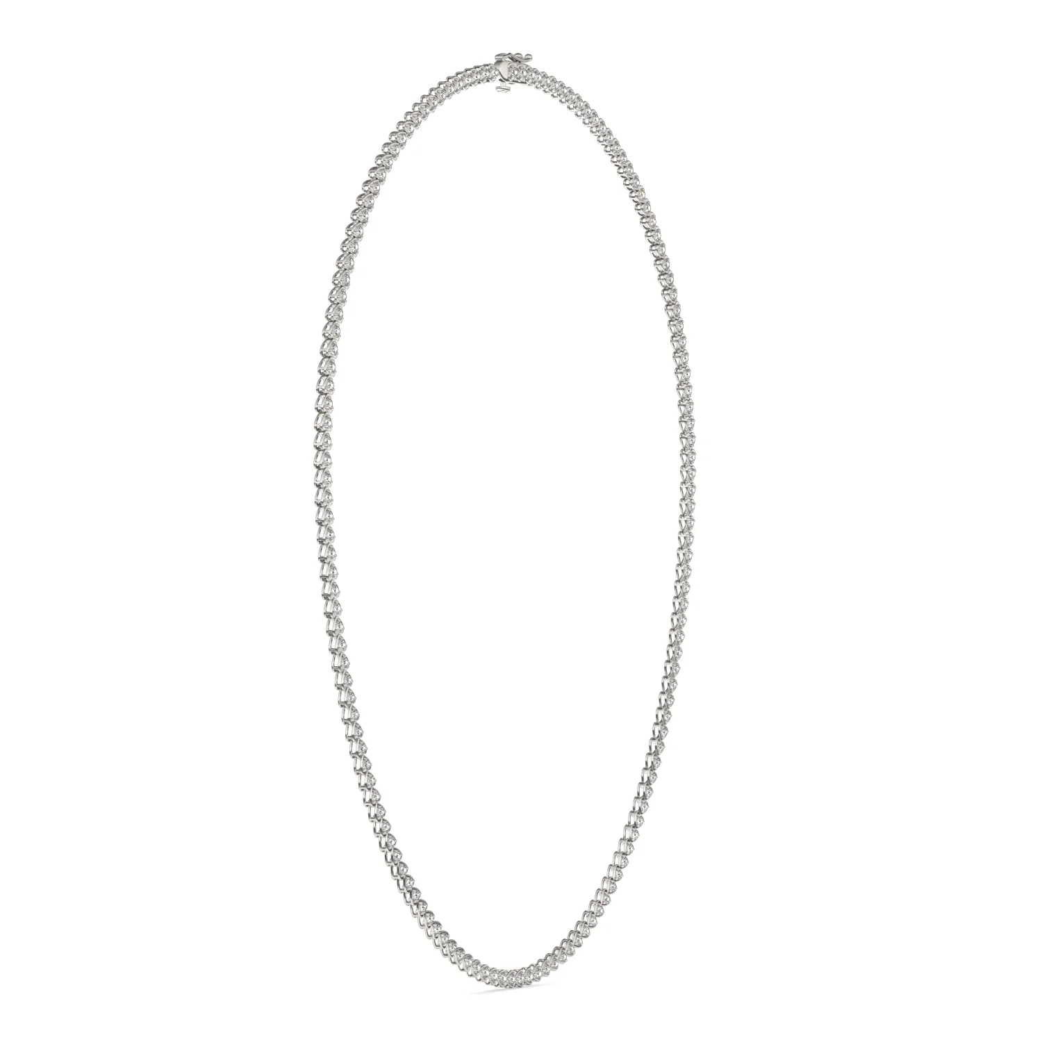 2.18 CTW DEW Moissanite East-West Heart Tennis Necklace in Sterling Silver - Image 3