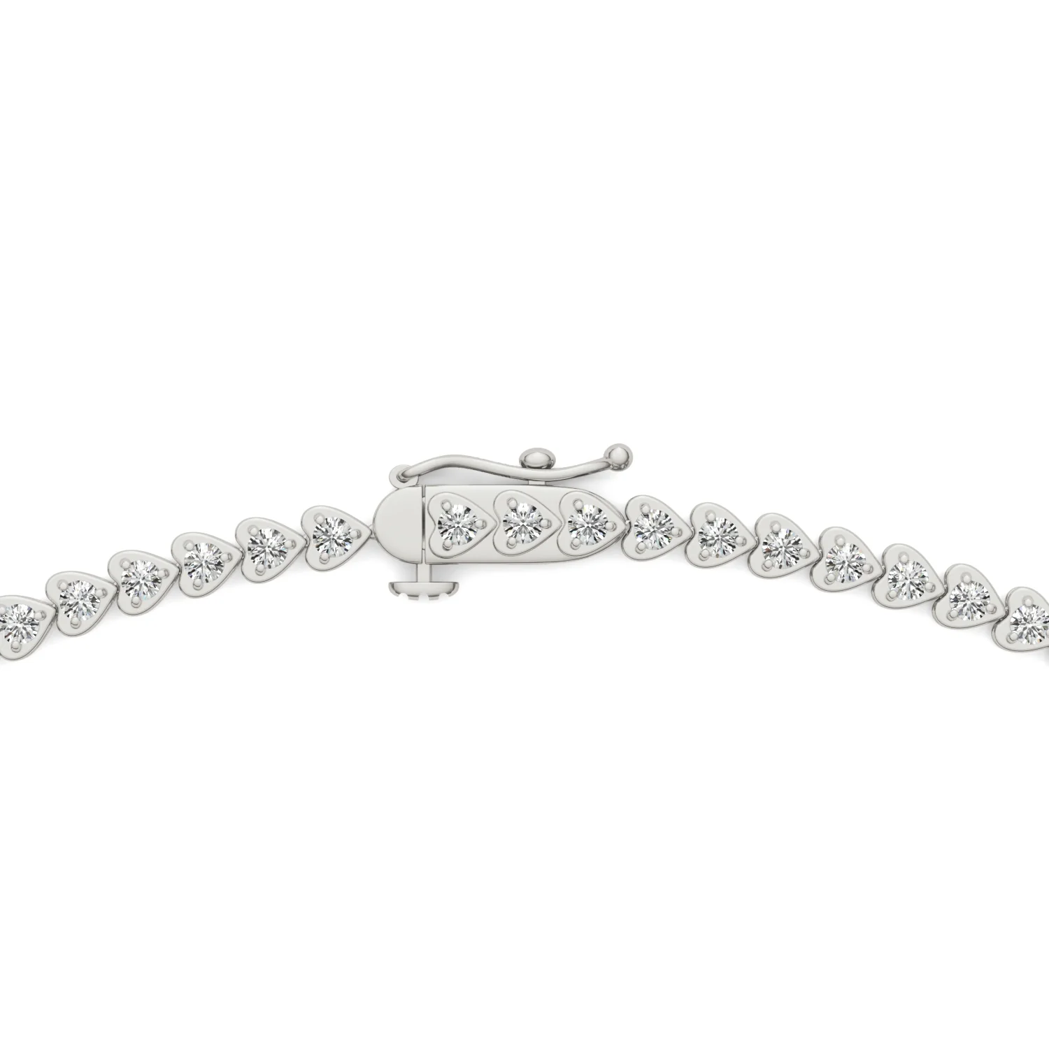 2.18 CTW DEW Moissanite East-West Heart Tennis Necklace in Sterling Silver - Image 4