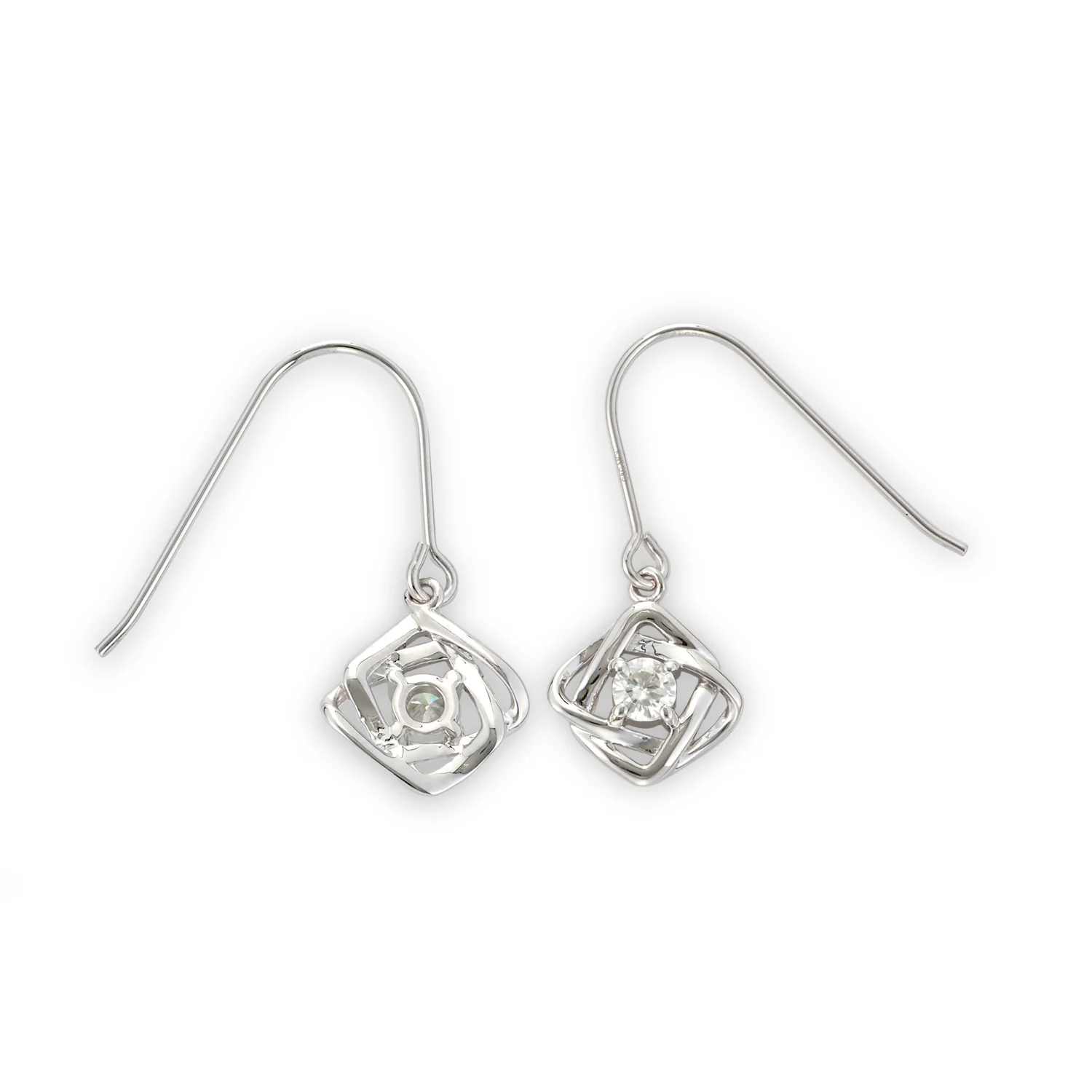 0.26 CTW DEW Round Moissanite Drop Earrings in Sterling Silver