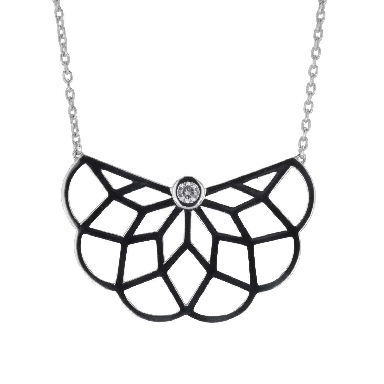0.10 CTW DEW Moissanite Rosace Necklace in Sterling Silver