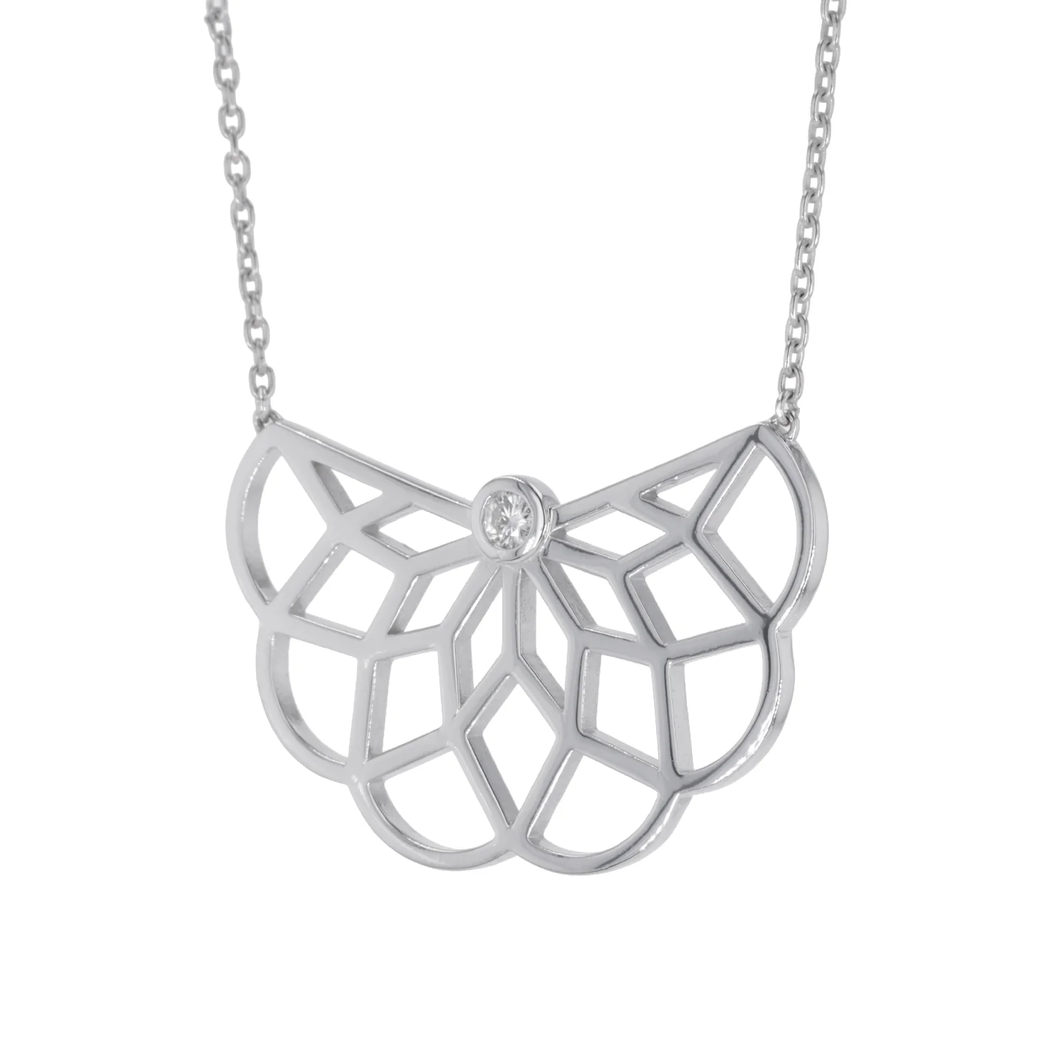 0.10 CTW DEW Moissanite Rosace Necklace in Sterling Silver - Image 2