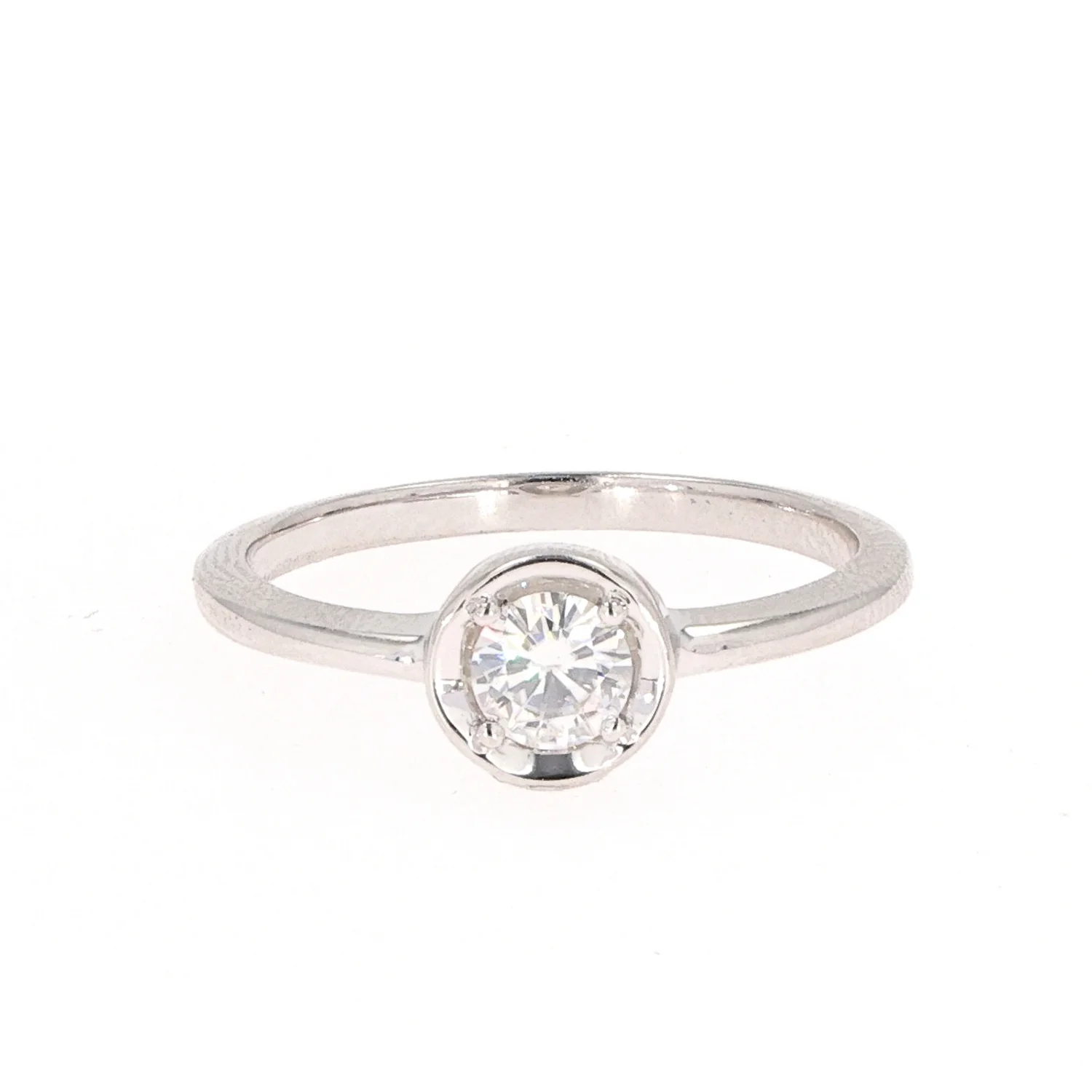 0.33 CTW DEW Round Moissanite Bezel Ring in Sterling Silver