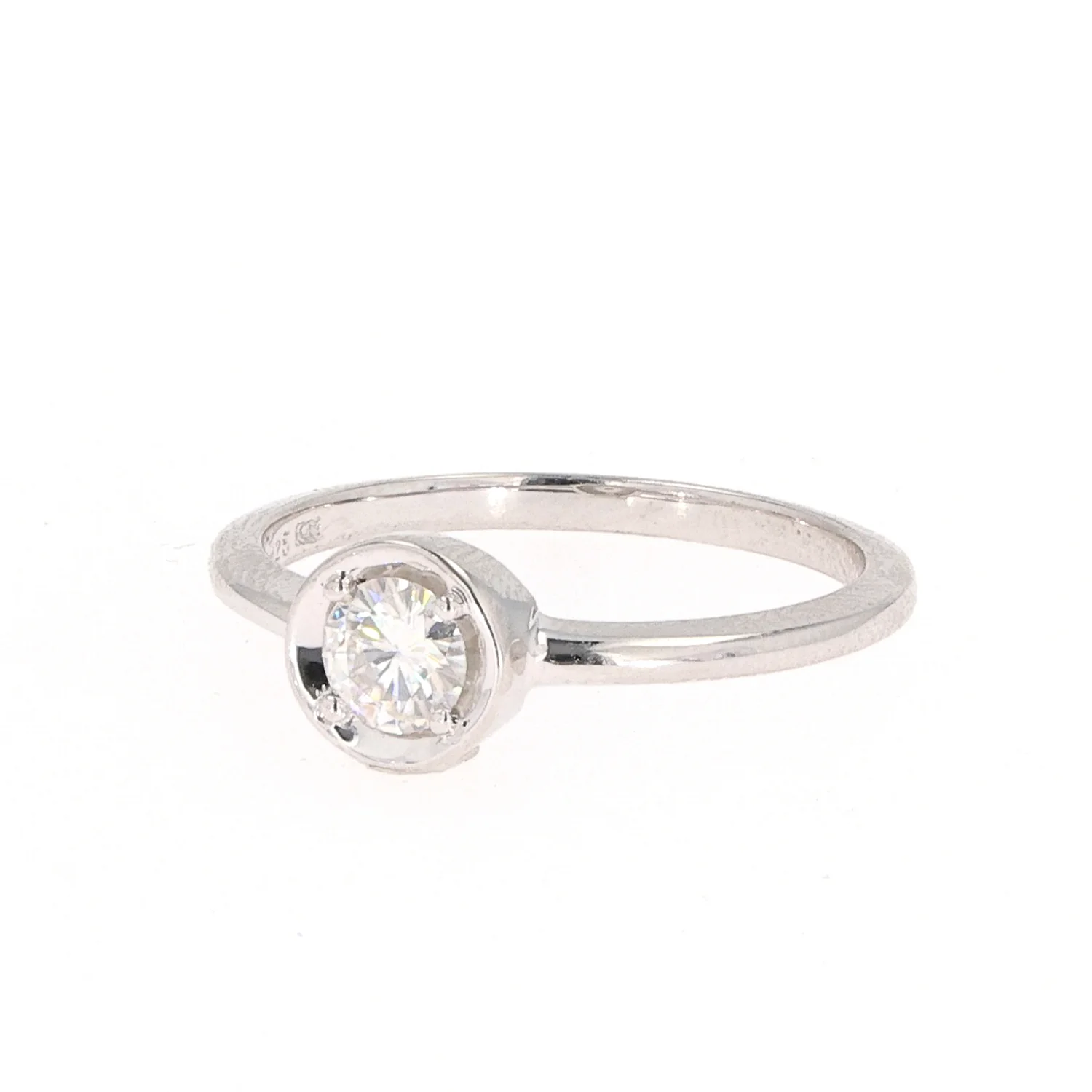 0.33 CTW DEW Round Moissanite Bezel Ring in Sterling Silver - Image 2