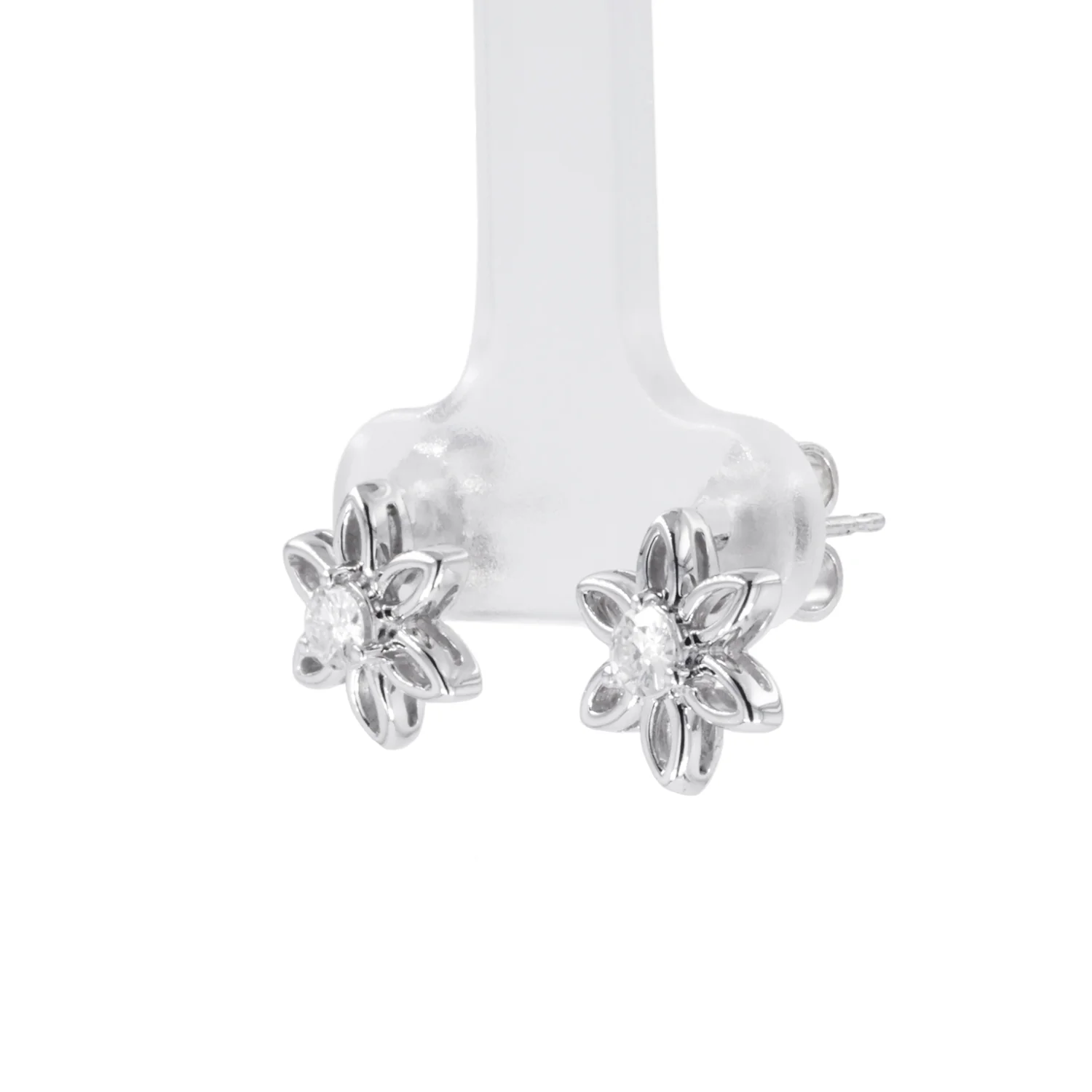 0.26 CTW DEW Moissanite Flower Stud Earrings in Sterling Silver - Image 2
