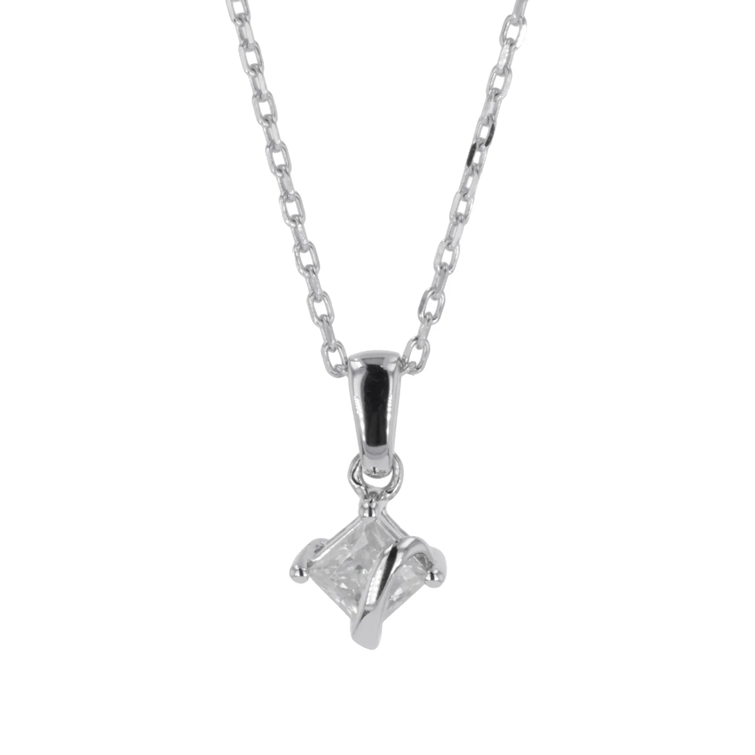 0.37 CTW DEW Square Moissanite Fashion Pendant in Sterling Silver