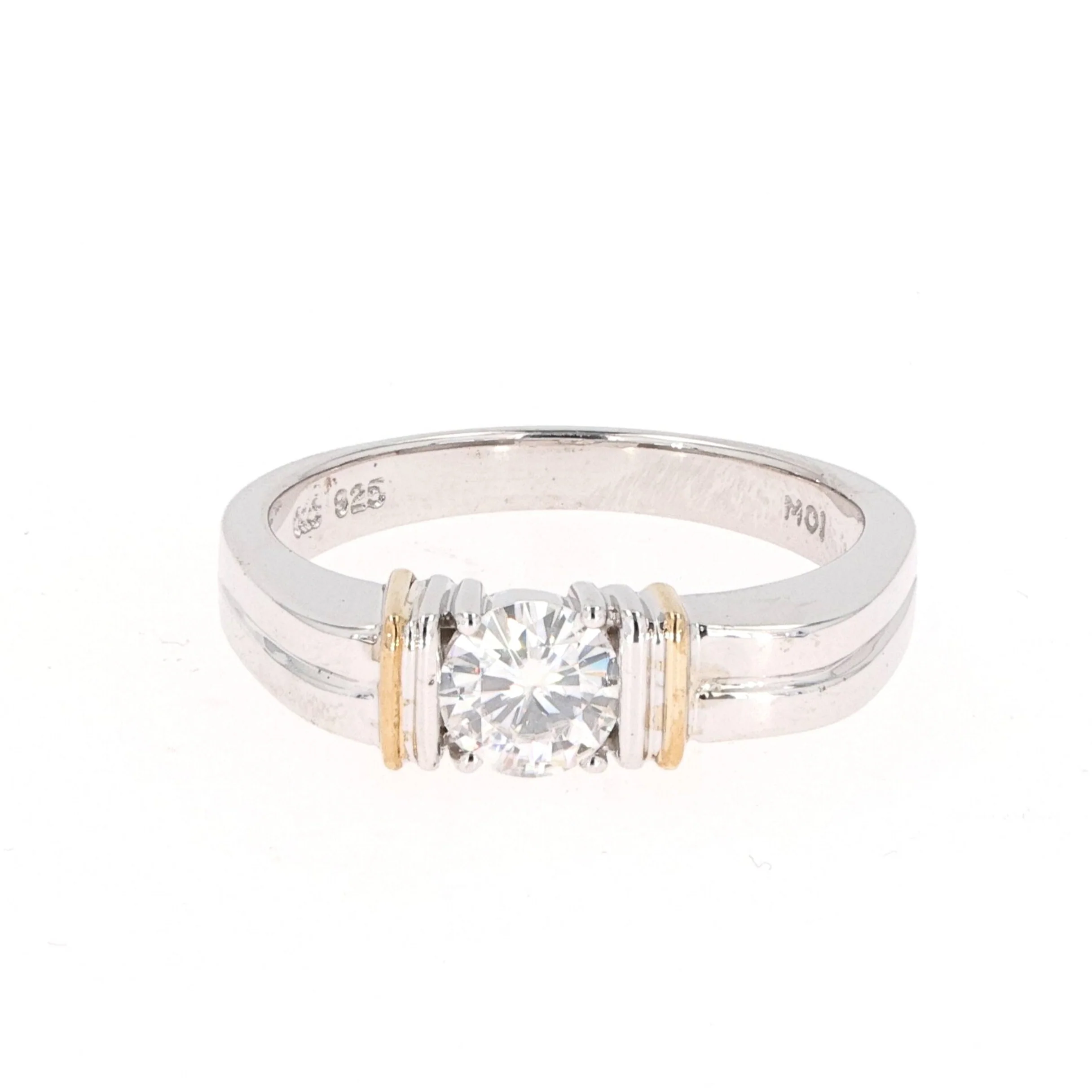 0.80 CTW DEW Round Moissanite Men's Band in Two-Tone Sterling Silver