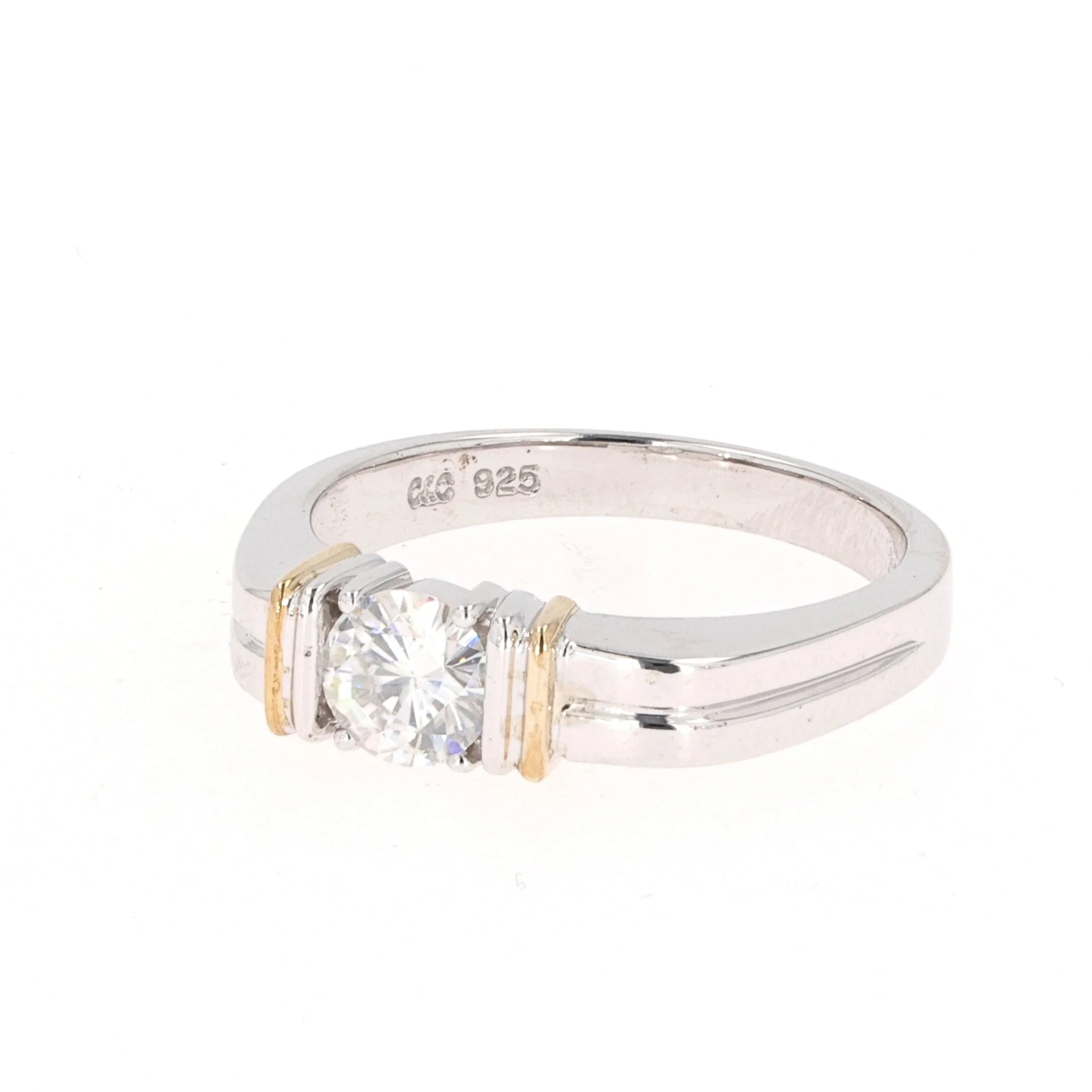 0.80 CTW DEW Round Moissanite Men's Band in Two-Tone Sterling Silver - Image 2