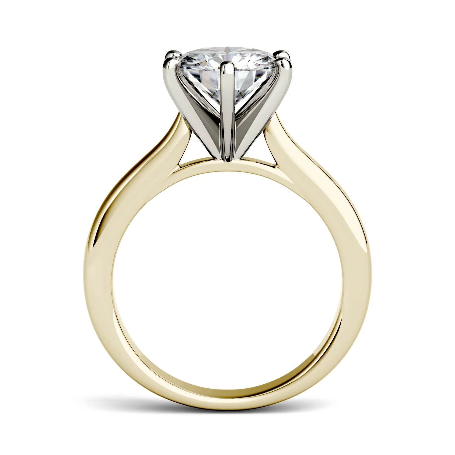 1.90 CTW DEW Round Moissanite Engagement Ring in 14K Two-Toned Gold - Image 3