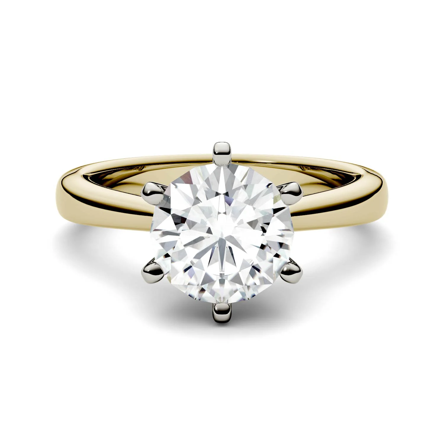 1.90 CTW DEW Round Moissanite Engagement Ring in 14K Two-Toned Gold - Image 4