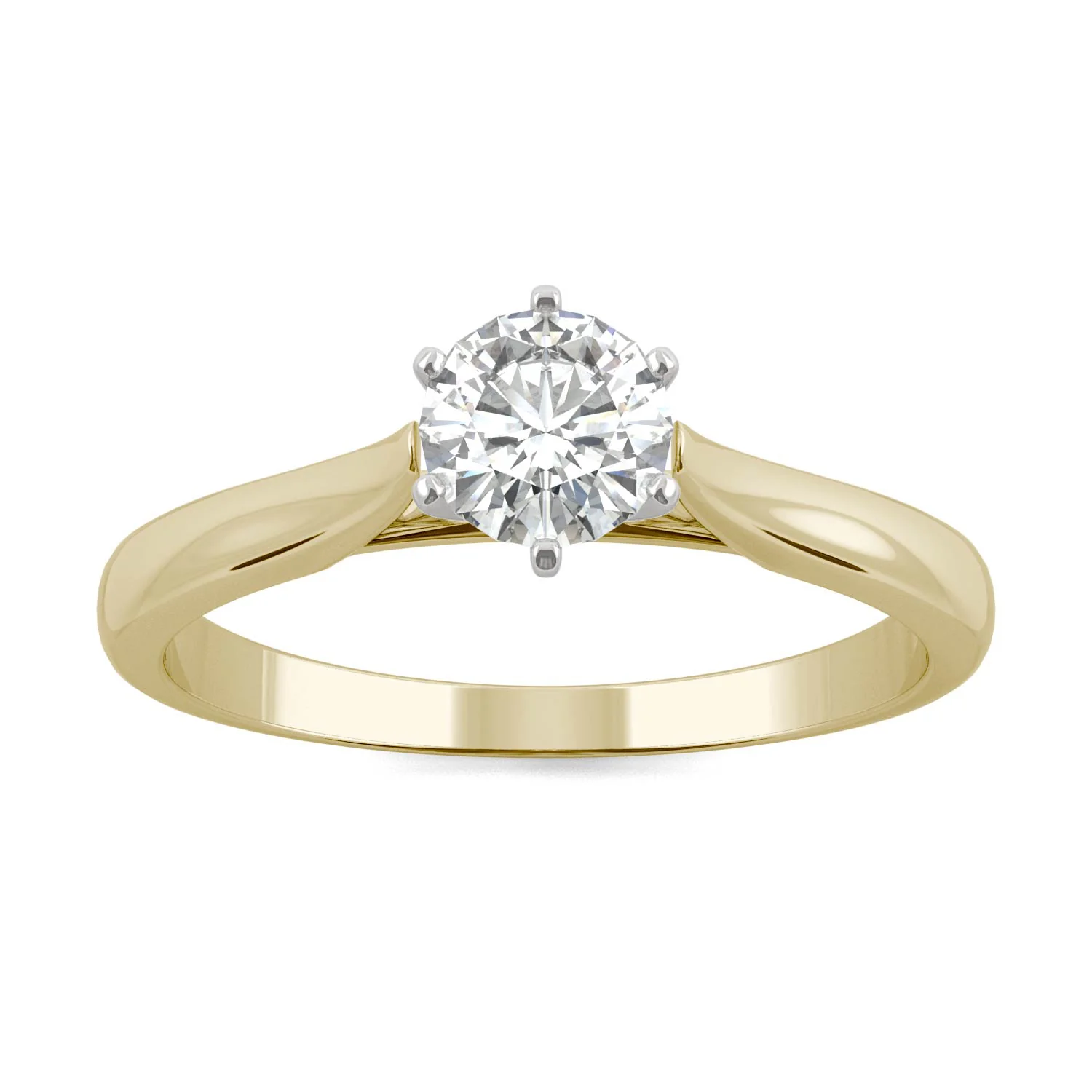 0.50 CTW DEW Round Moissanite Engagement Ring in 14K Two-Toned Gold