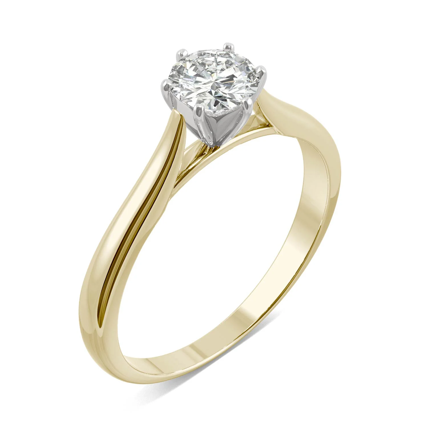 0.50 CTW DEW Round Moissanite Engagement Ring in 14K Two-Toned Gold - Image 2