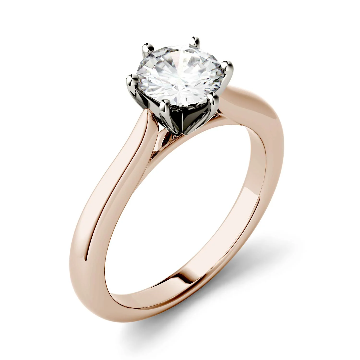 1.00 CTW DEW Round Moissanite Engagement Ring in 14K Two-Toned Gold - Image 2