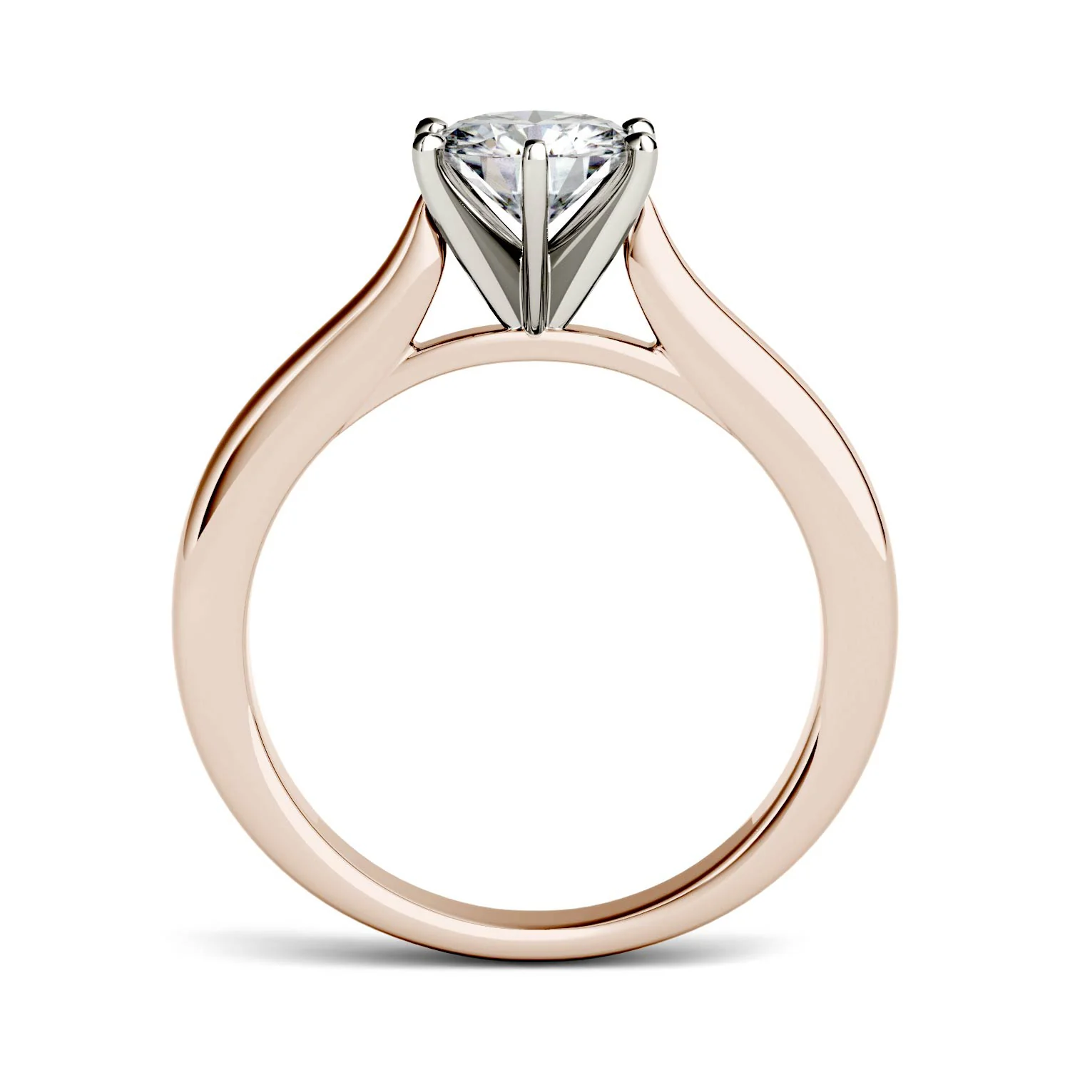 1.00 CTW DEW Round Moissanite Engagement Ring in 14K Two-Toned Gold - Image 3