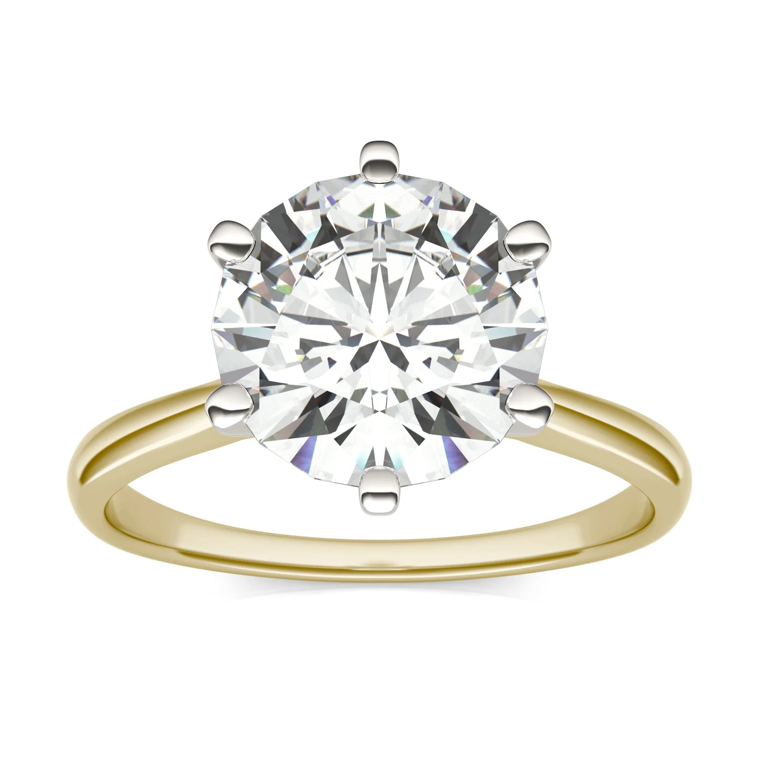 3.10 CTW DEW Round Moissanite Solitaire Ring in 14K Two-Tone Gold