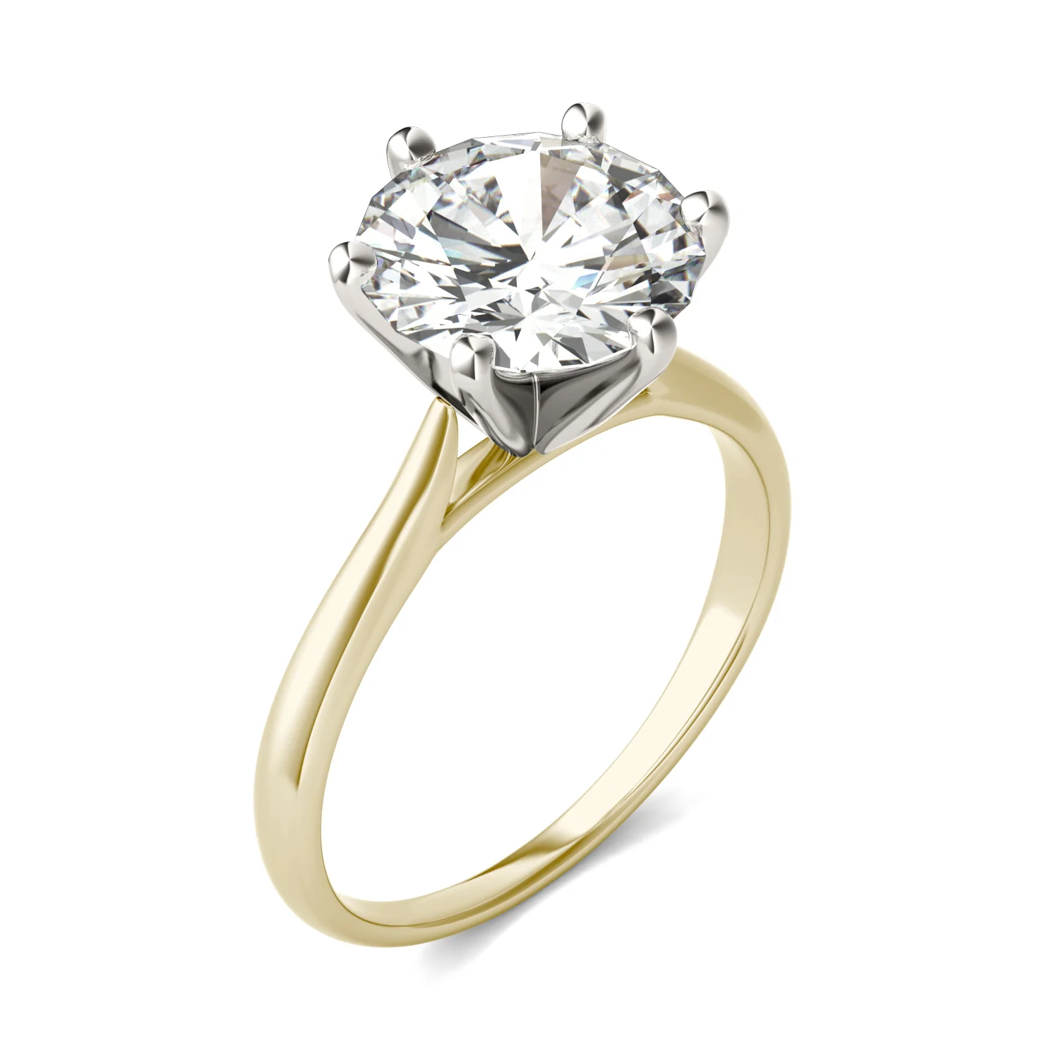 3.10 CTW DEW Round Moissanite Solitaire Ring in 14K Two-Tone Gold - Image 2
