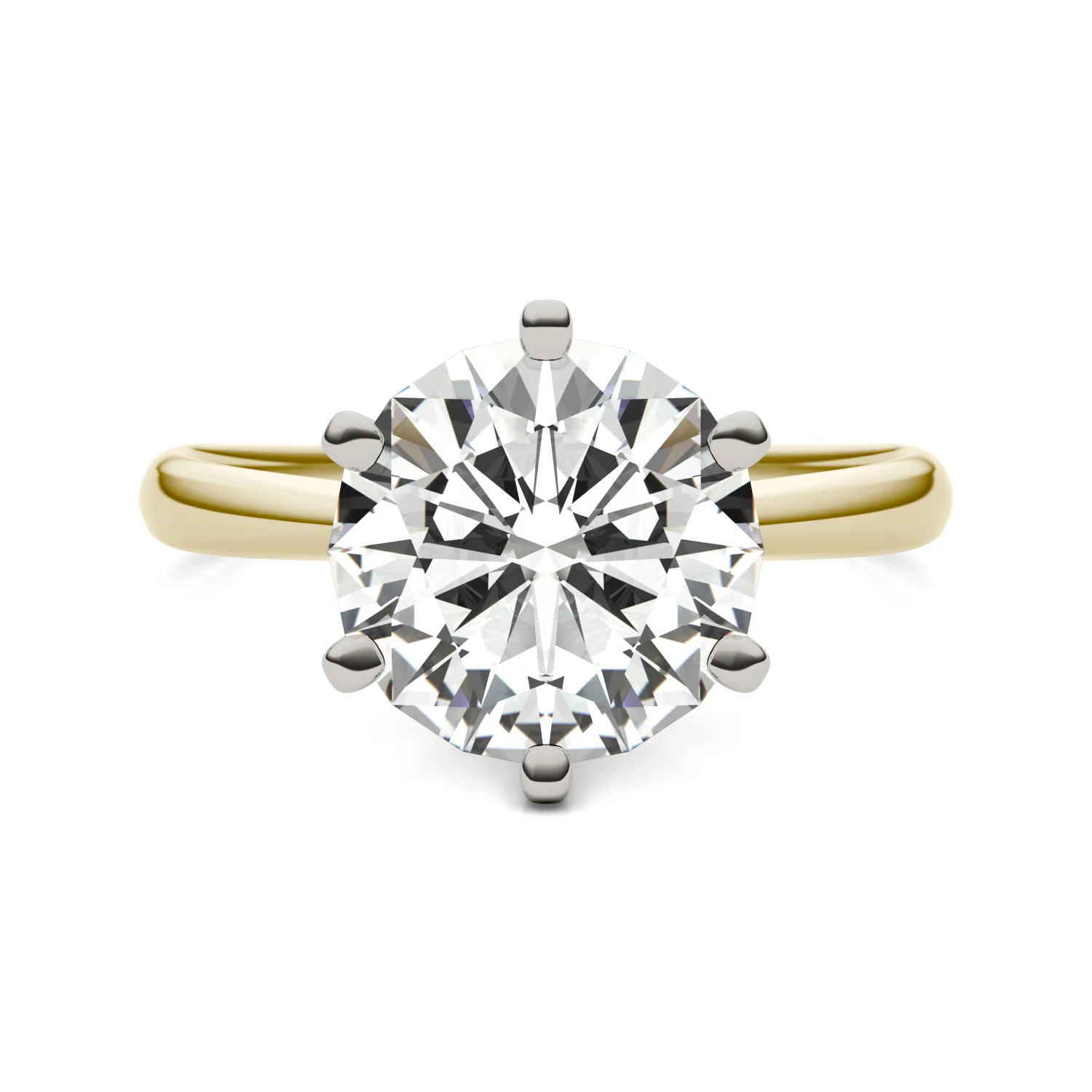 3.10 CTW DEW Round Moissanite Solitaire Ring in 14K Two-Tone Gold - Image 4
