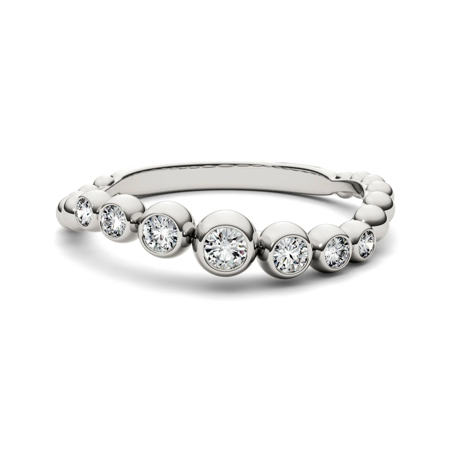 0.18 CTW DEW Moissanite Asymmetrical Fashion Band in 14K White Gold - Image 2