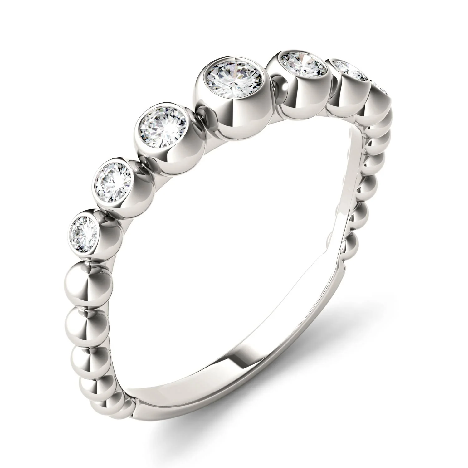 0.18 CTW DEW Moissanite Asymmetrical Fashion Band in 14K White Gold - Image 3