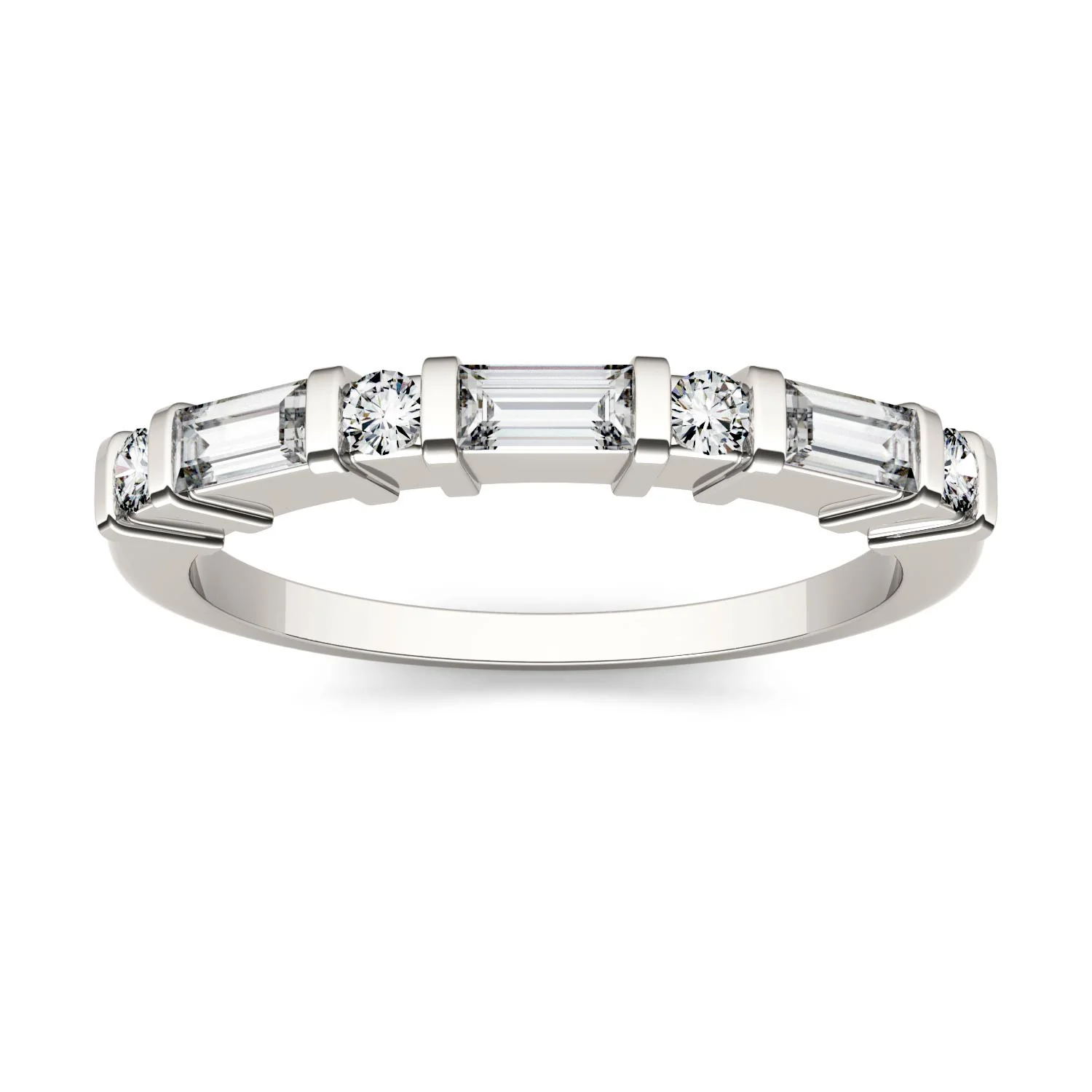 0.47 CTW DEW Alternating Straight Baguette Moissanite Band in 14K White Gold