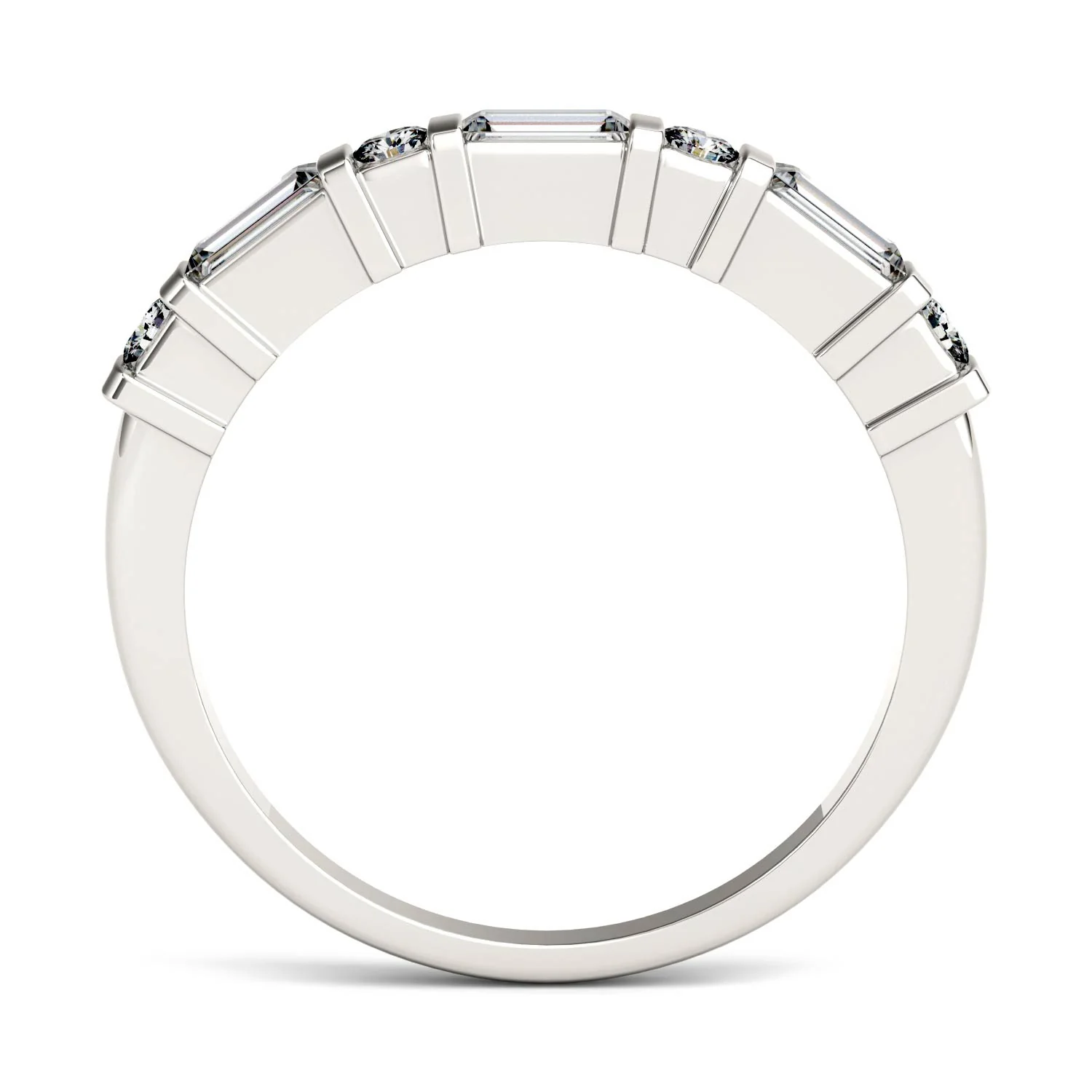 0.47 CTW DEW Alternating Straight Baguette Moissanite Band in 14K White Gold - Image 3