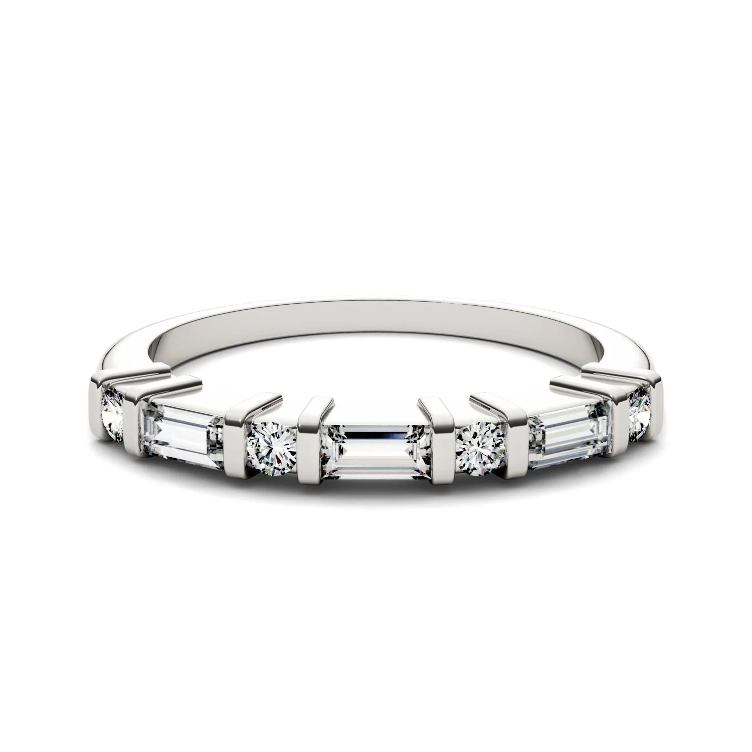 0.47 CTW DEW Alternating Straight Baguette Moissanite Band in 14K White Gold - Image 4