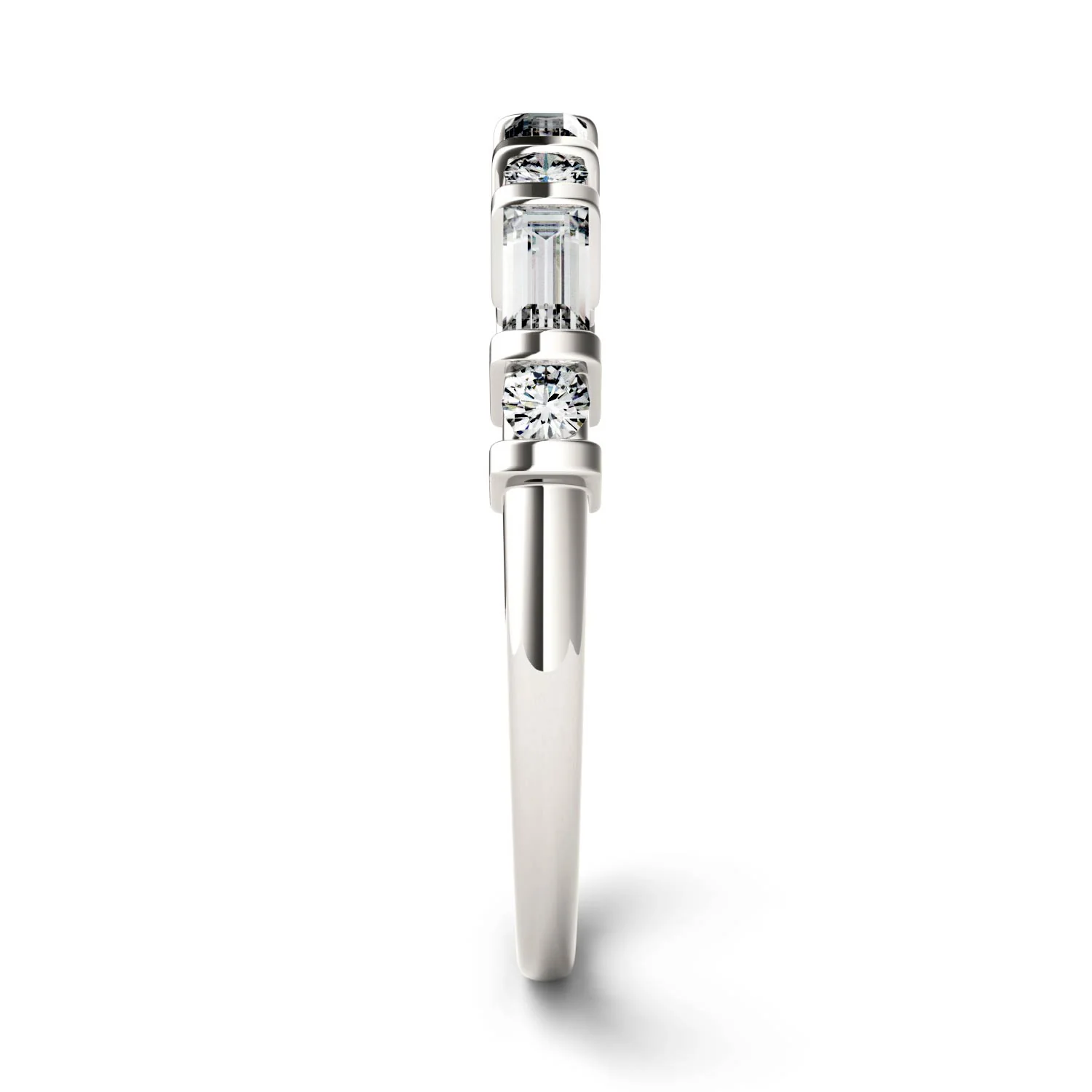 0.47 CTW DEW Alternating Straight Baguette Moissanite Band in 14K White Gold - Image 5