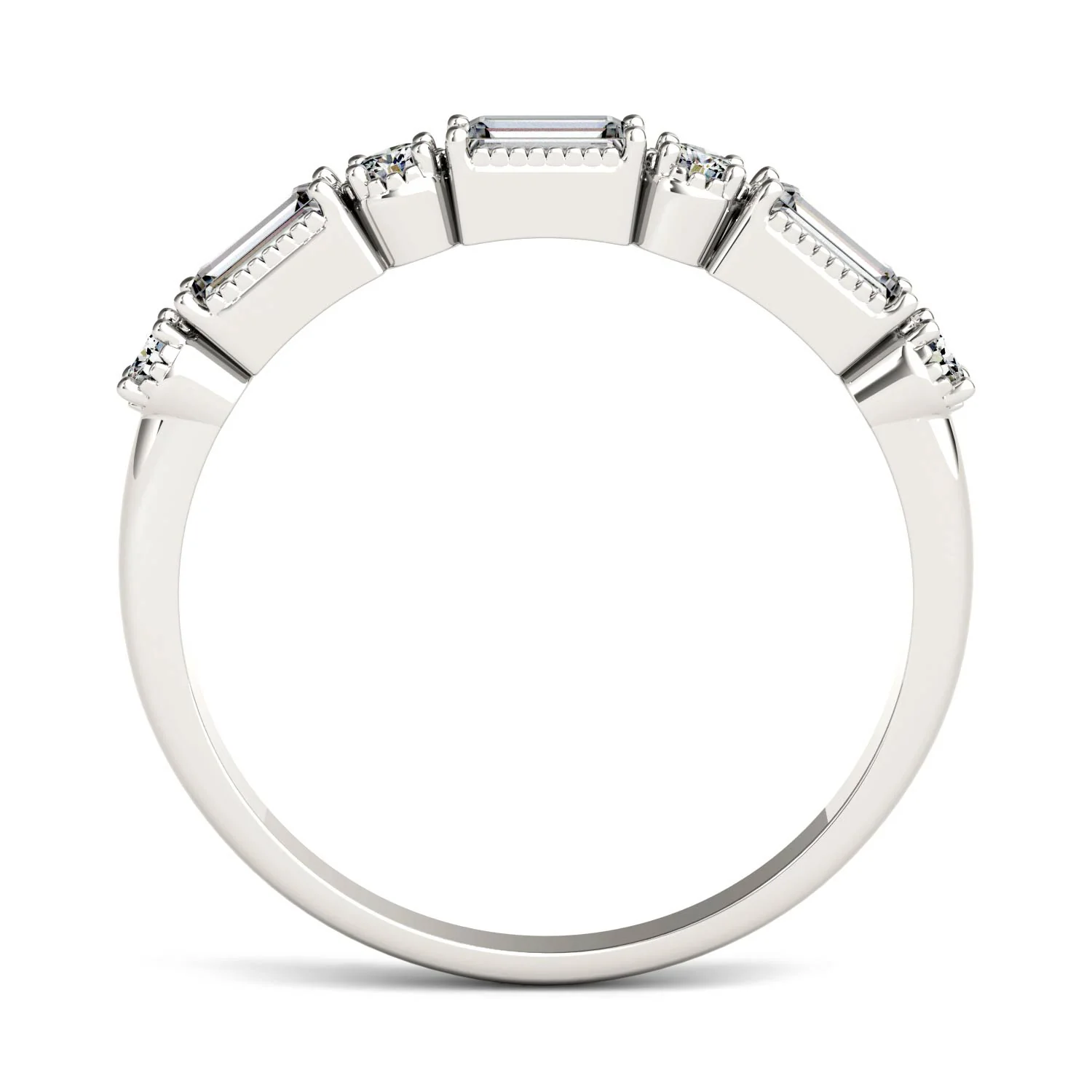 0.47 CTW DEW Straight Baguette Moissanite Stackable Ring in 14K White Gold - Image 3