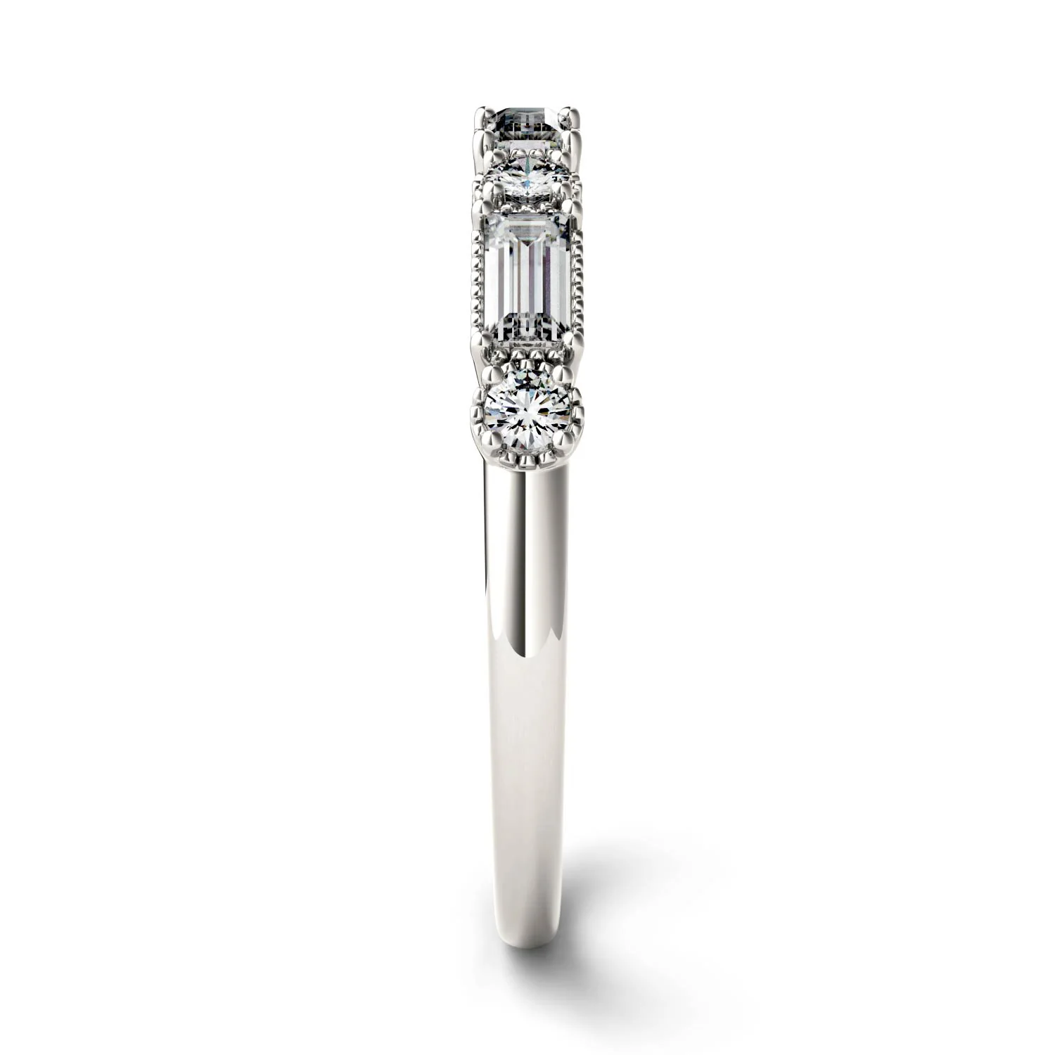 0.47 CTW DEW Straight Baguette Moissanite Stackable Ring in 14K White Gold - Image 5