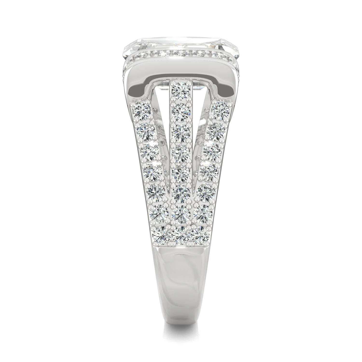4.50 CTW DEW Emerald Moissanite Fashion Ring in 14K White Gold - Image 5