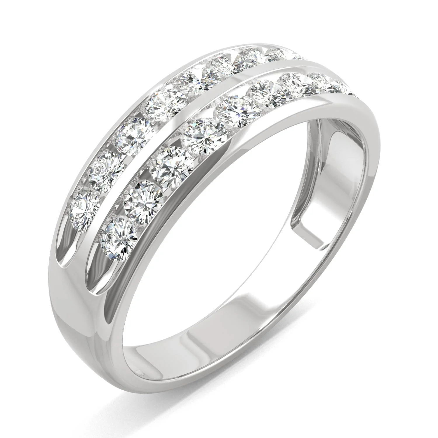 0.72 CTW DEW Round Moissanite Two Row Ring in 14K White Gold - Image 2