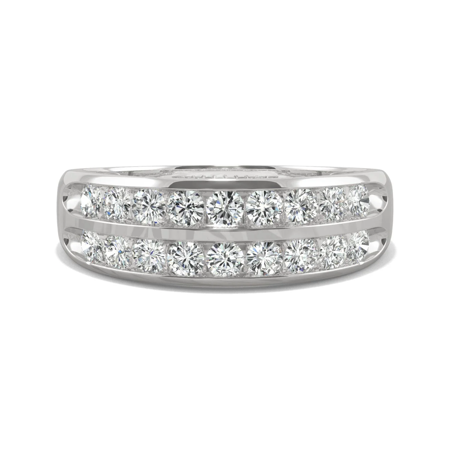 0.72 CTW DEW Round Moissanite Two Row Ring in 14K White Gold - Image 4