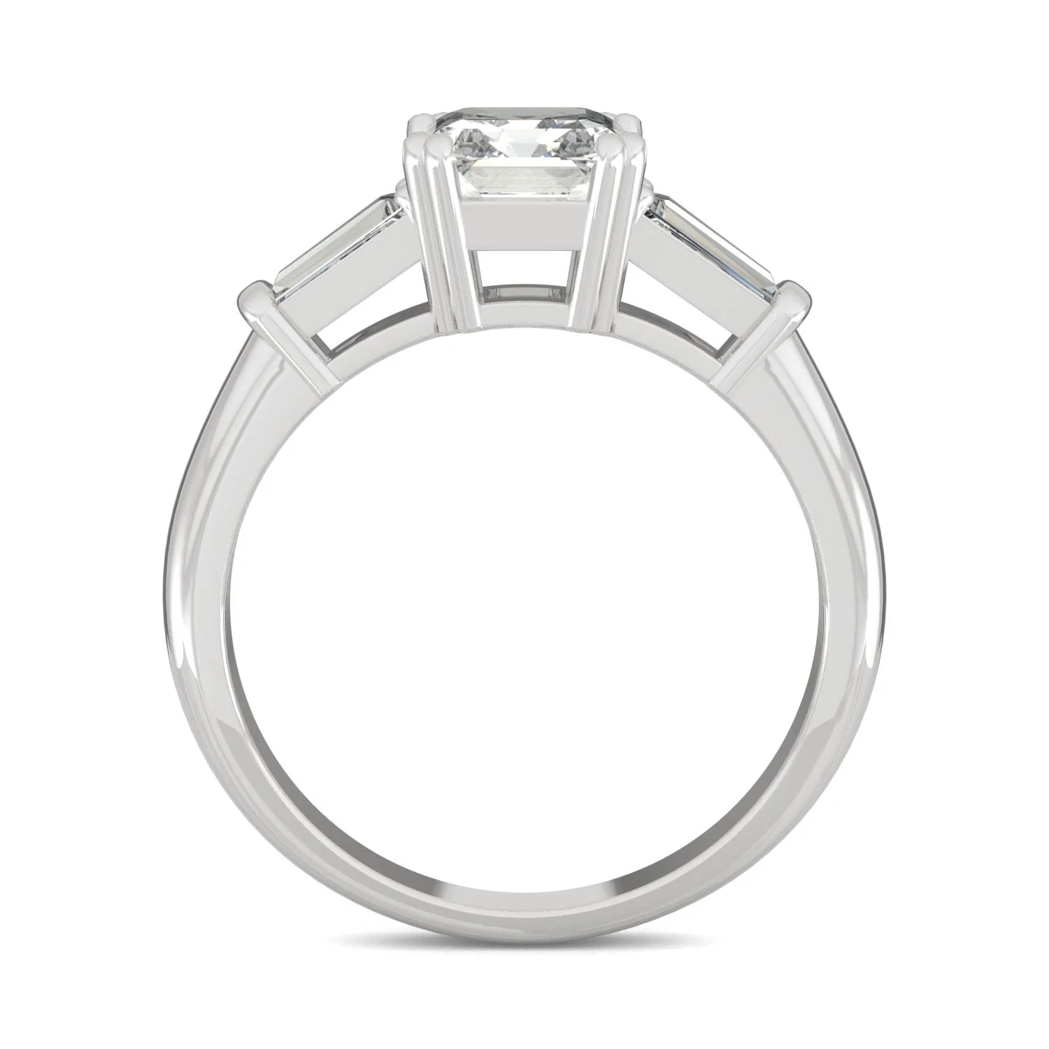 1.67 CTW DEW Asscher Moissanite Three-Stone Engagement Ring in 14K White Gold - Image 3