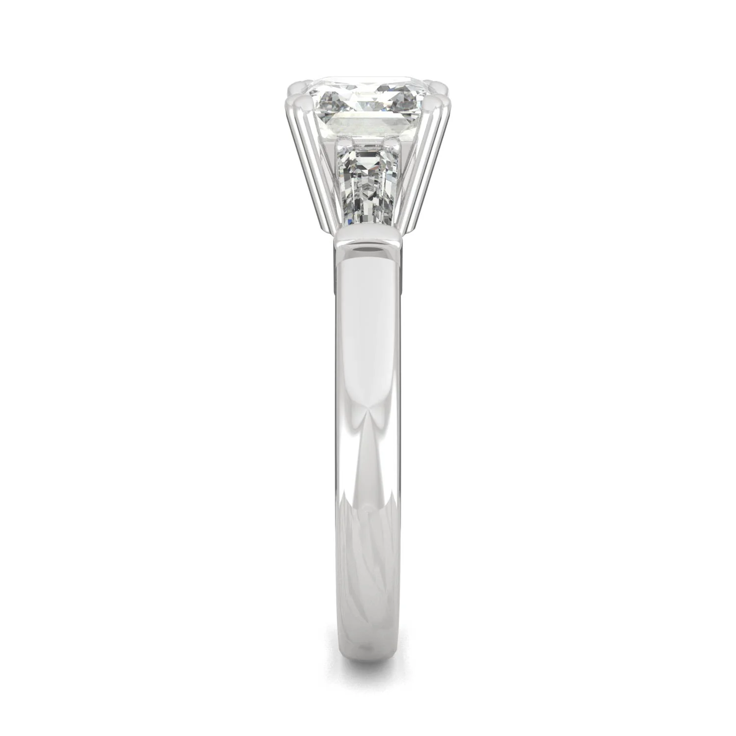 1.67 CTW DEW Asscher Moissanite Three-Stone Engagement Ring in 14K White Gold - Image 5