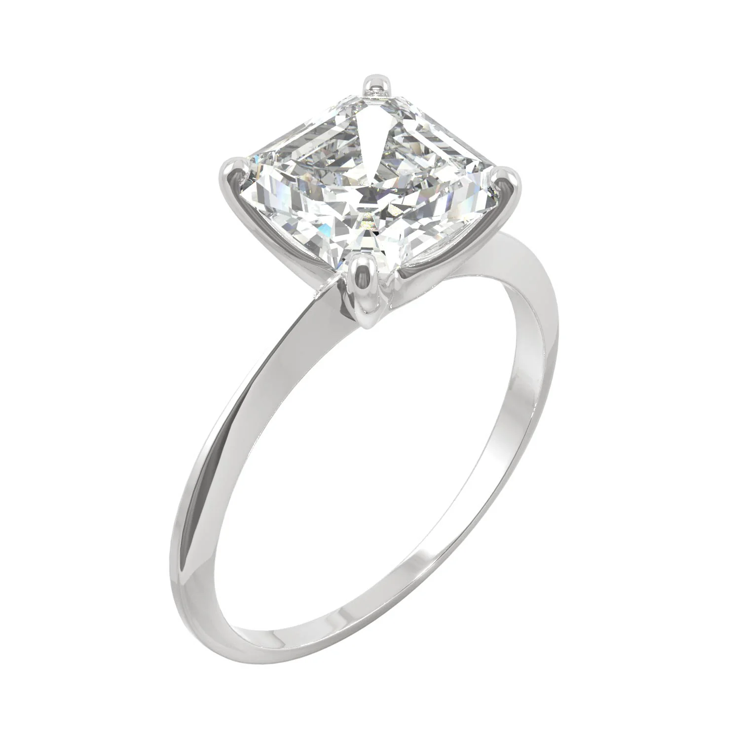 2.21 CTW DEW Asscher Moissanite Engagement Ring in 14K White Gold - Image 2