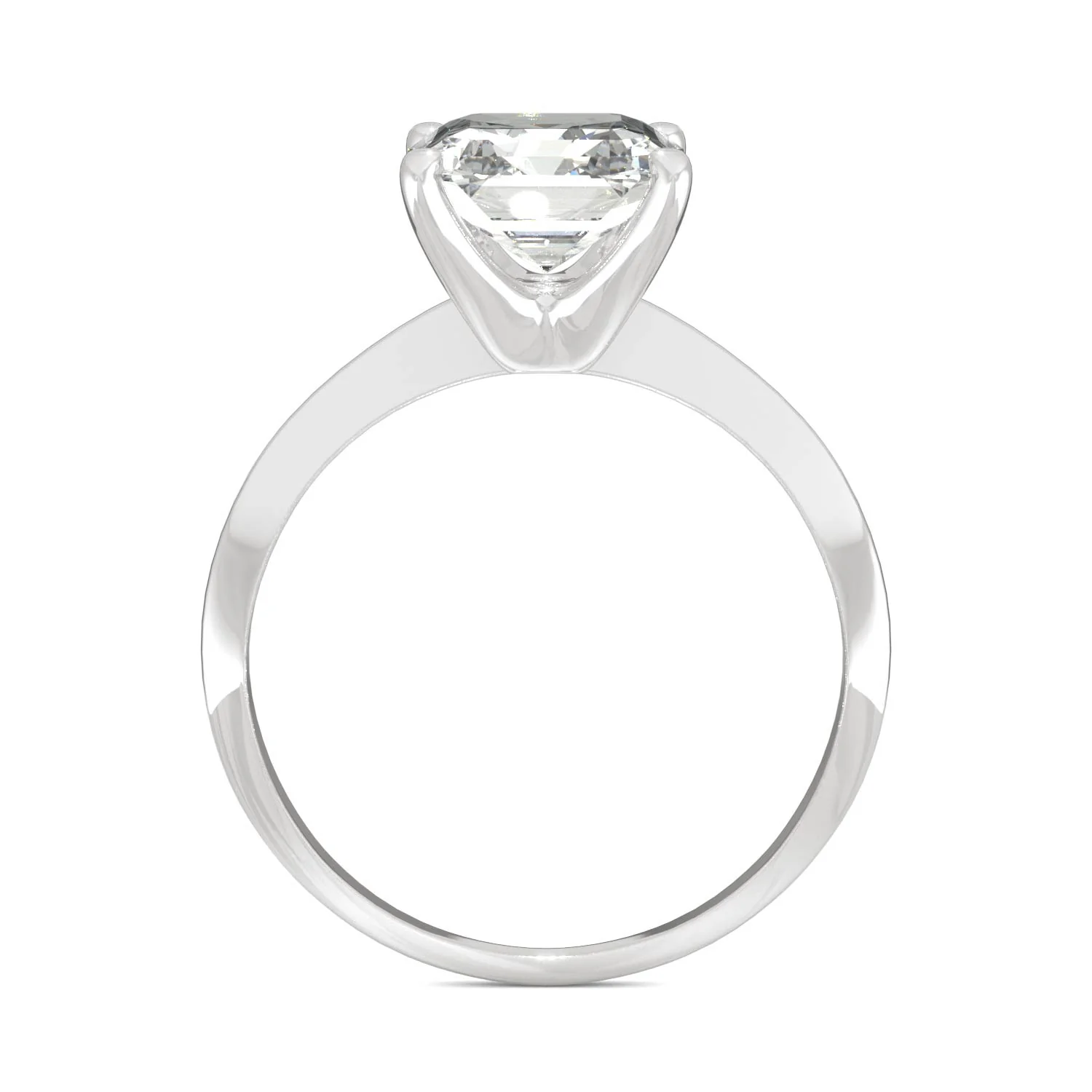 2.21 CTW DEW Asscher Moissanite Engagement Ring in 14K White Gold - Image 3