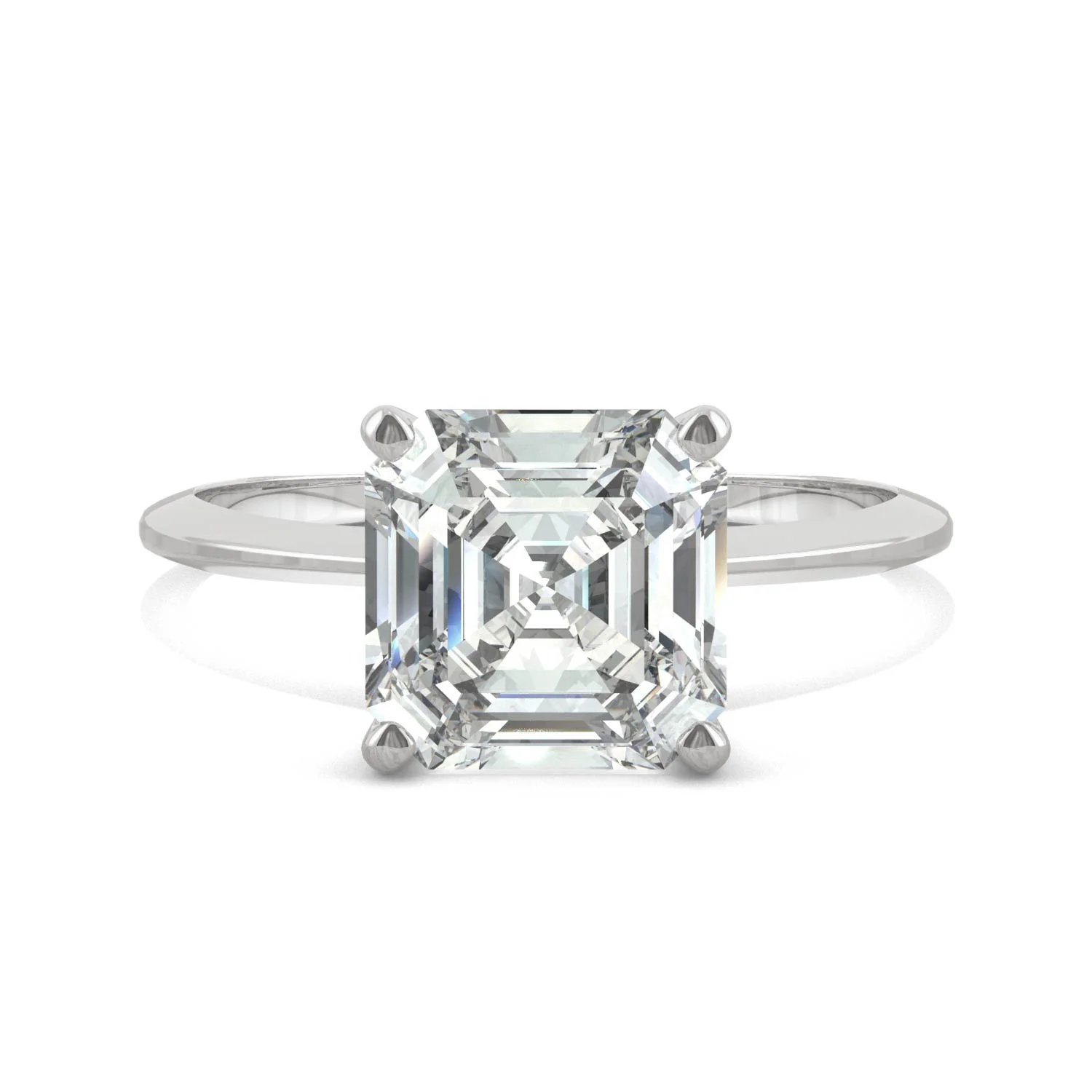 2.21 CTW DEW Asscher Moissanite Engagement Ring in 14K White Gold - Image 4