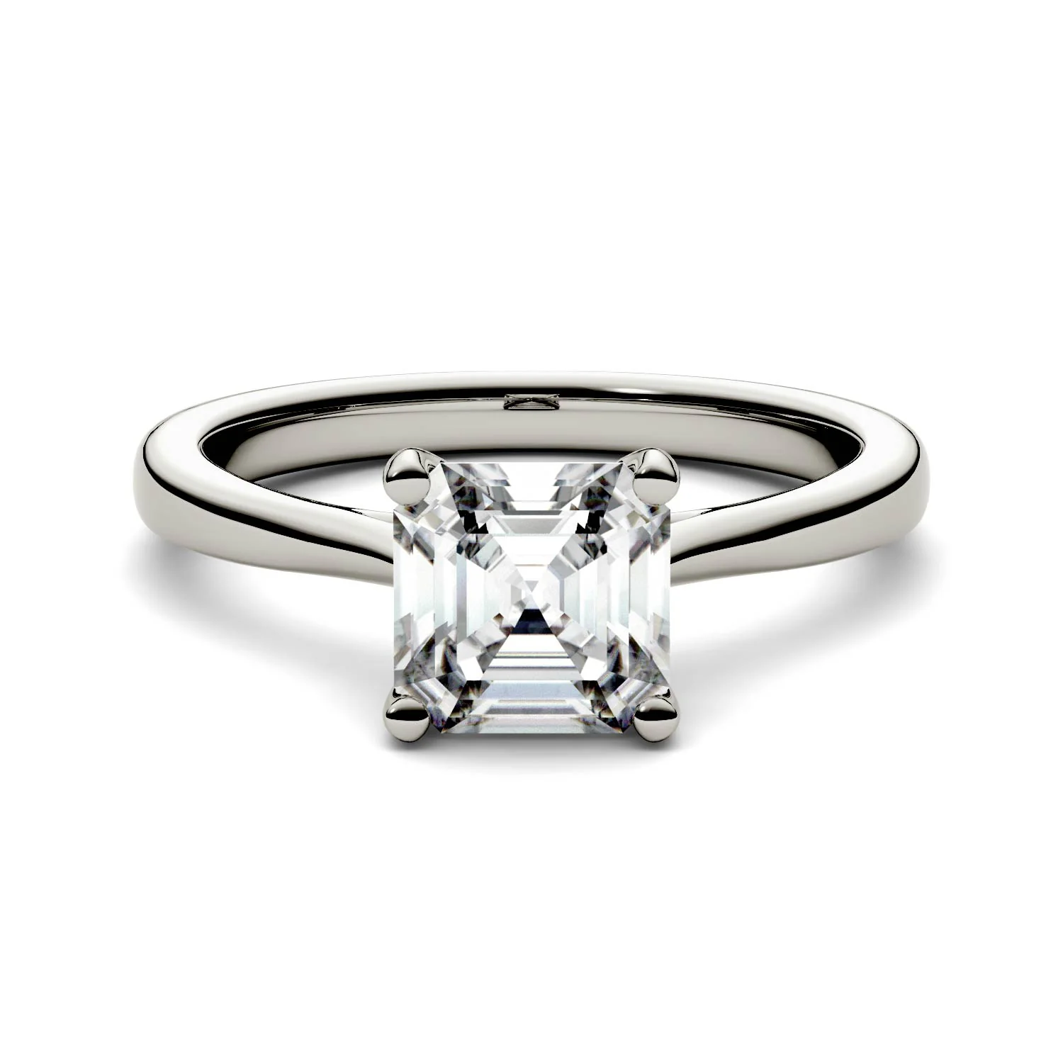 1.30 CTW DEW Asscher Moissanite Engagement Ring in 14K White Gold - Image 4