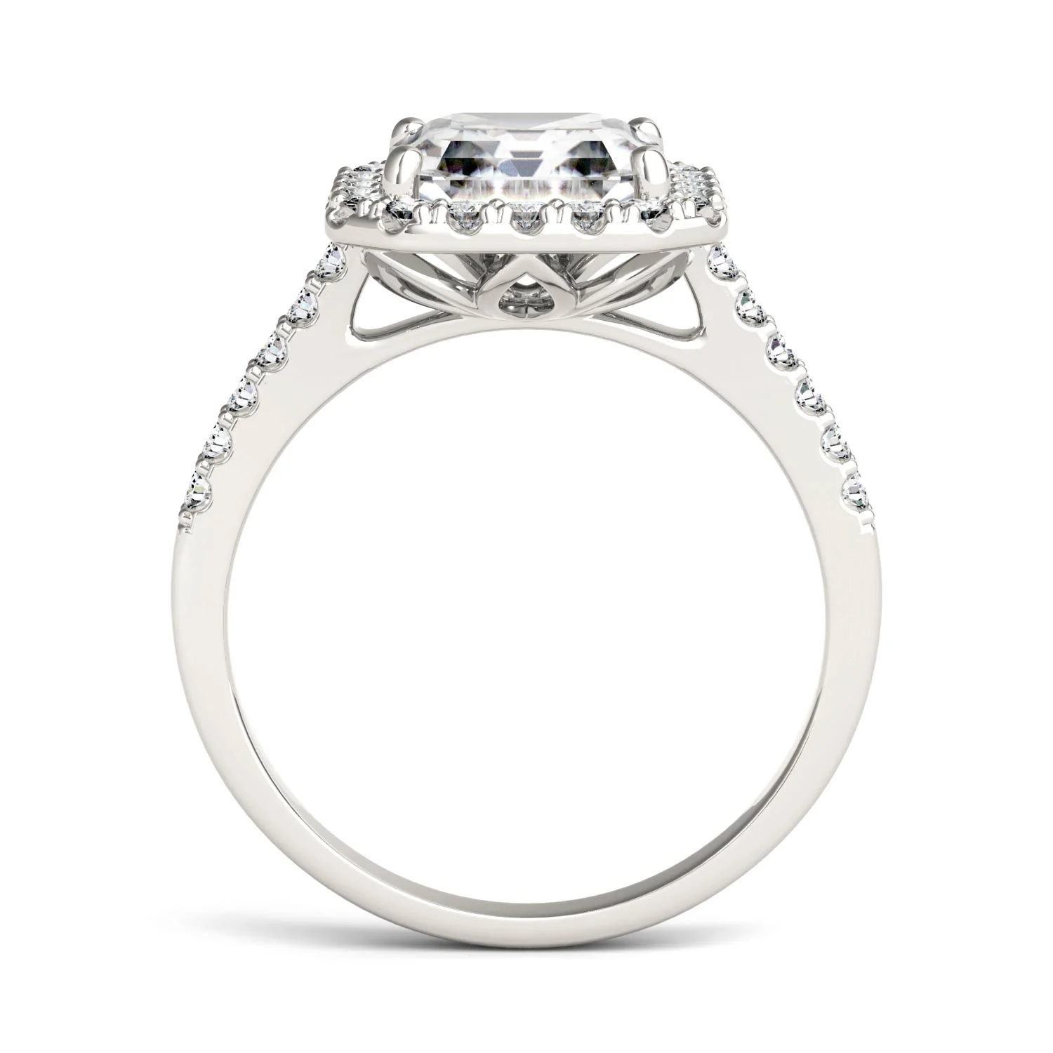 2.69 CTW DEW Asscher Moissanite Halo Ring in 14K White Gold - Image 3