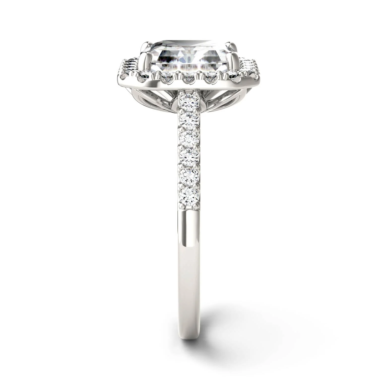 2.69 CTW DEW Asscher Moissanite Halo Ring in 14K White Gold - Image 5