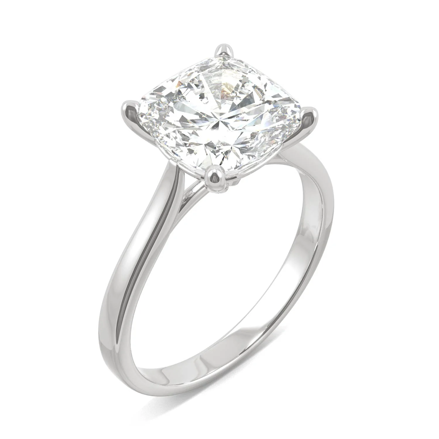 3.30 CTW DEW Cushion Moissanite Engagement Ring in 14K White Gold - Image 2
