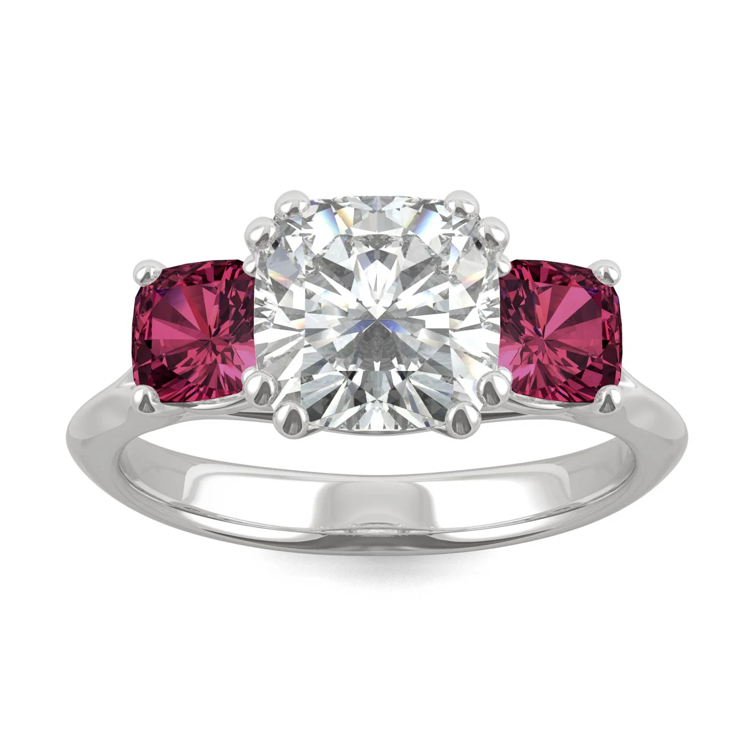 3.40 CTW DEW Cushion Moissanite Engagement Ring in 14K White Gold