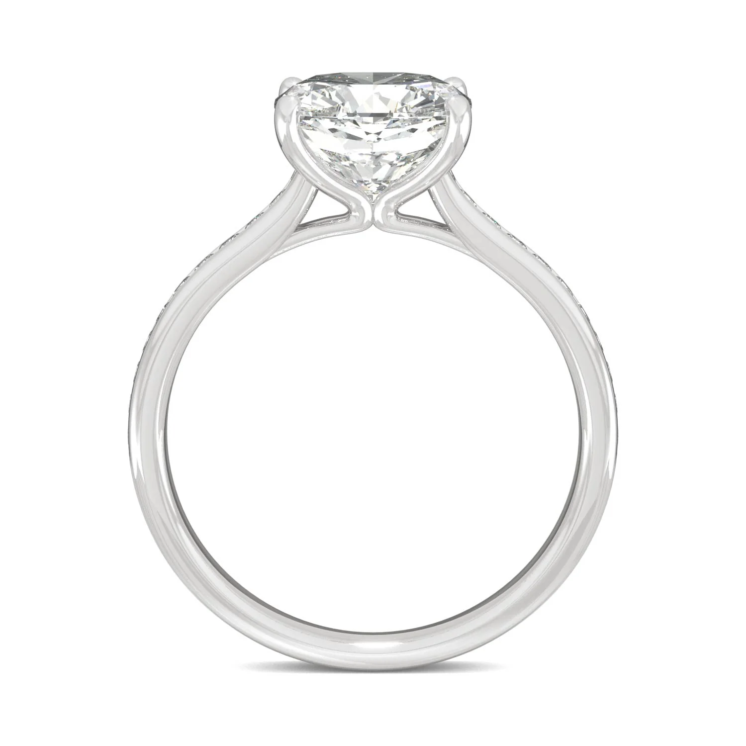 2.58 CTW DEW Cushion Moissanite Engagement Ring in 14K White Gold - Image 3