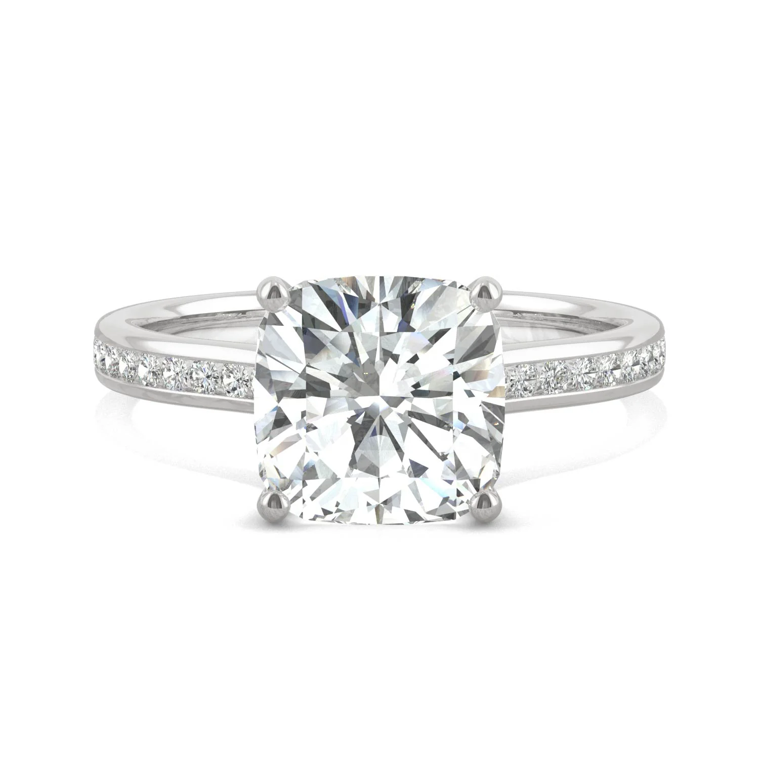 2.58 CTW DEW Cushion Moissanite Engagement Ring in 14K White Gold - Image 4