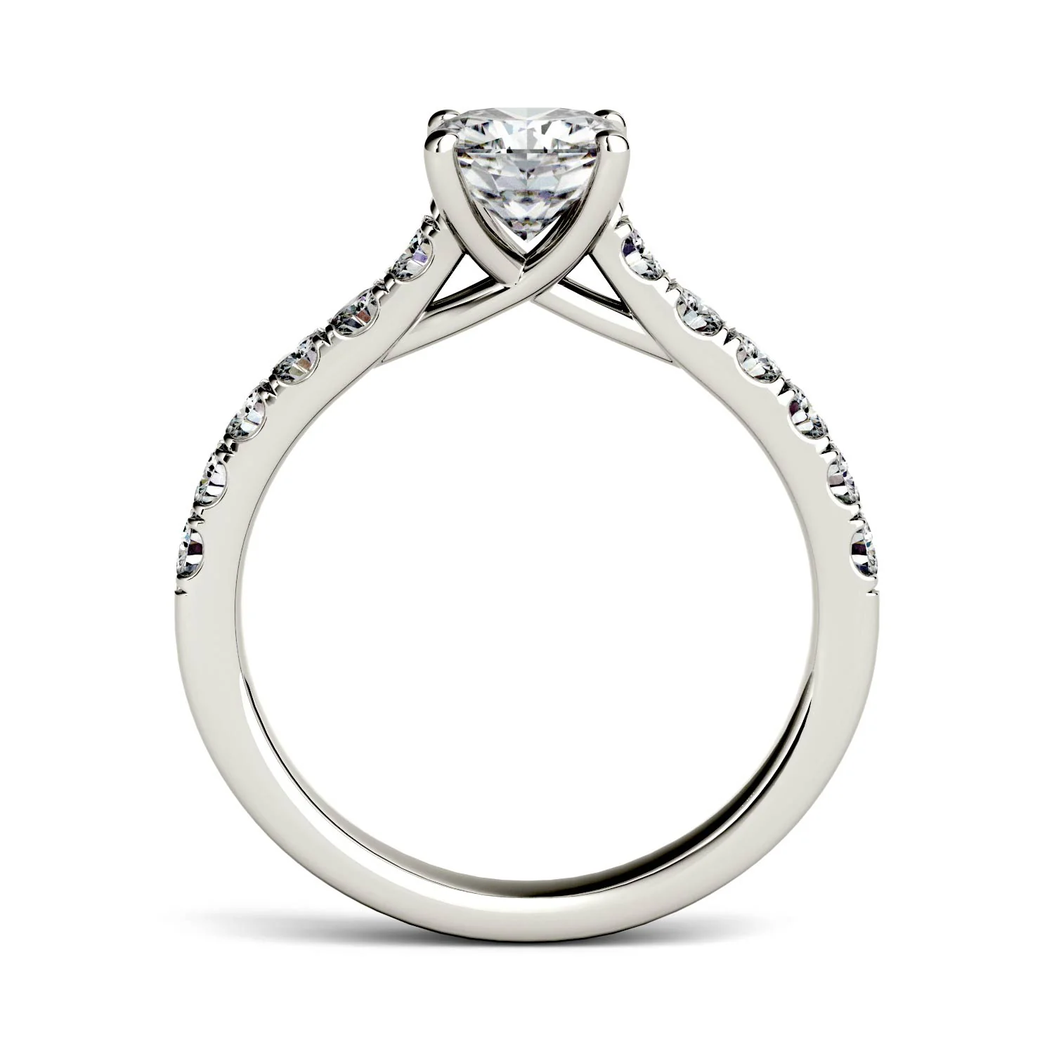 1.46 CTW DEW Cushion Moissanite Engagement Ring in 14K White Gold - Image 3
