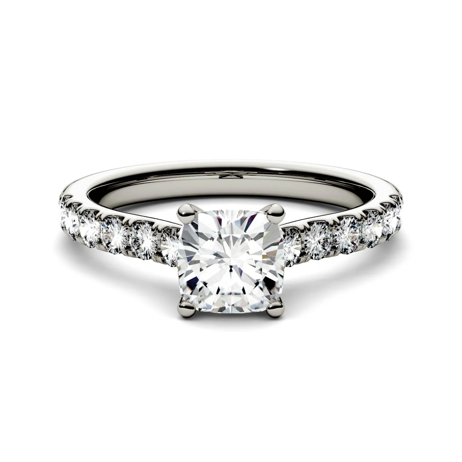 1.46 CTW DEW Cushion Moissanite Engagement Ring in 14K White Gold - Image 4