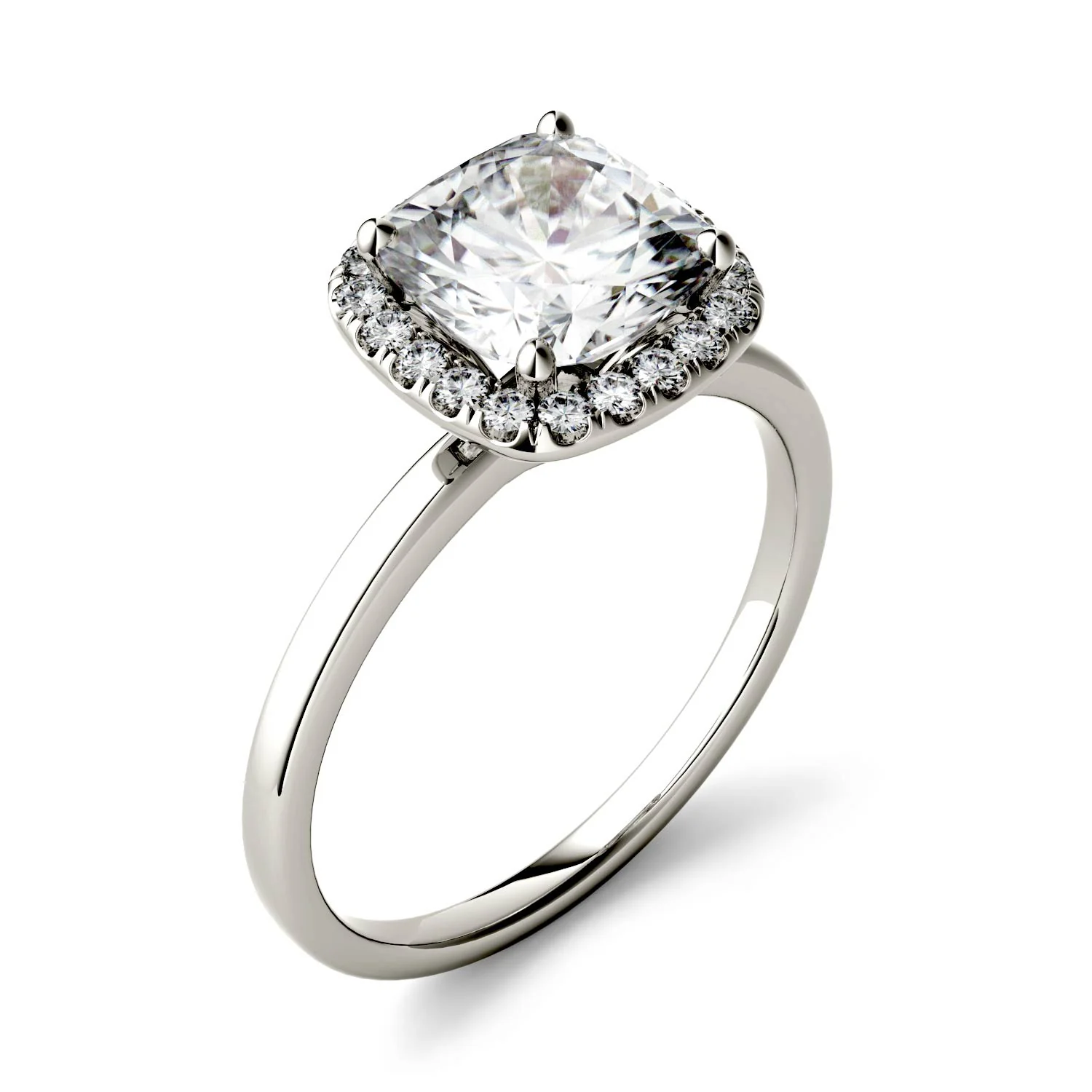 1.43 CTW DEW Cushion Moissanite Engagement Ring in 14K White Gold - Image 2