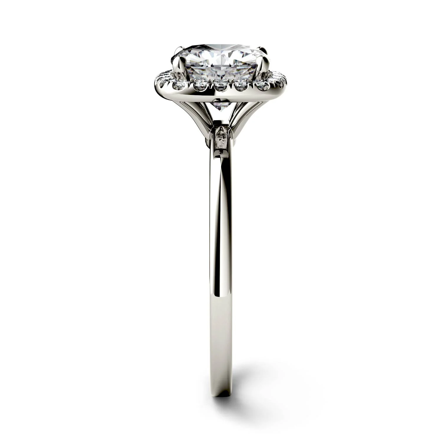 1.43 CTW DEW Cushion Moissanite Engagement Ring in 14K White Gold - Image 5