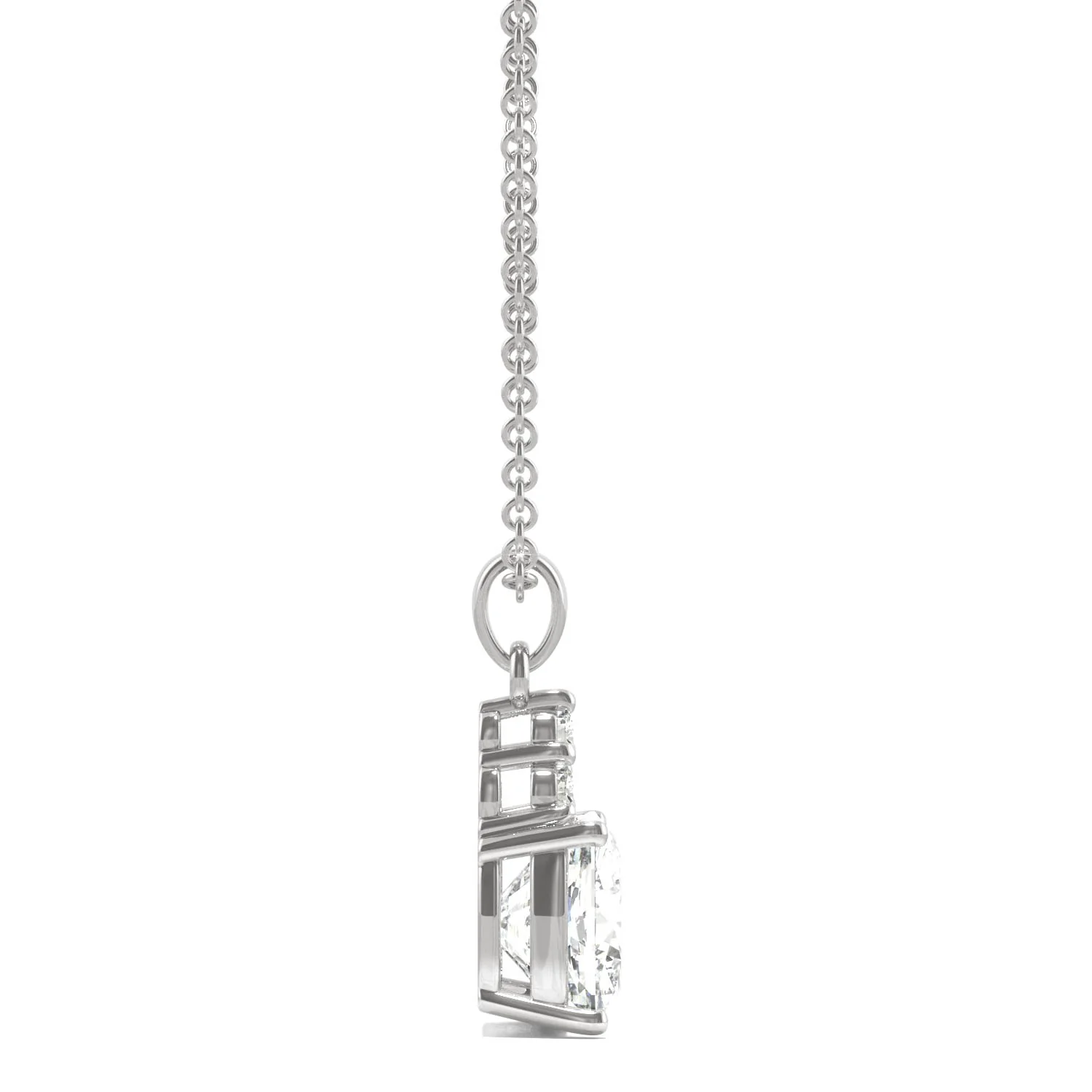 1.79 CTW DEW Cushion Moissanite Trio Cluster Pendant in 14K White Gold - Image 2